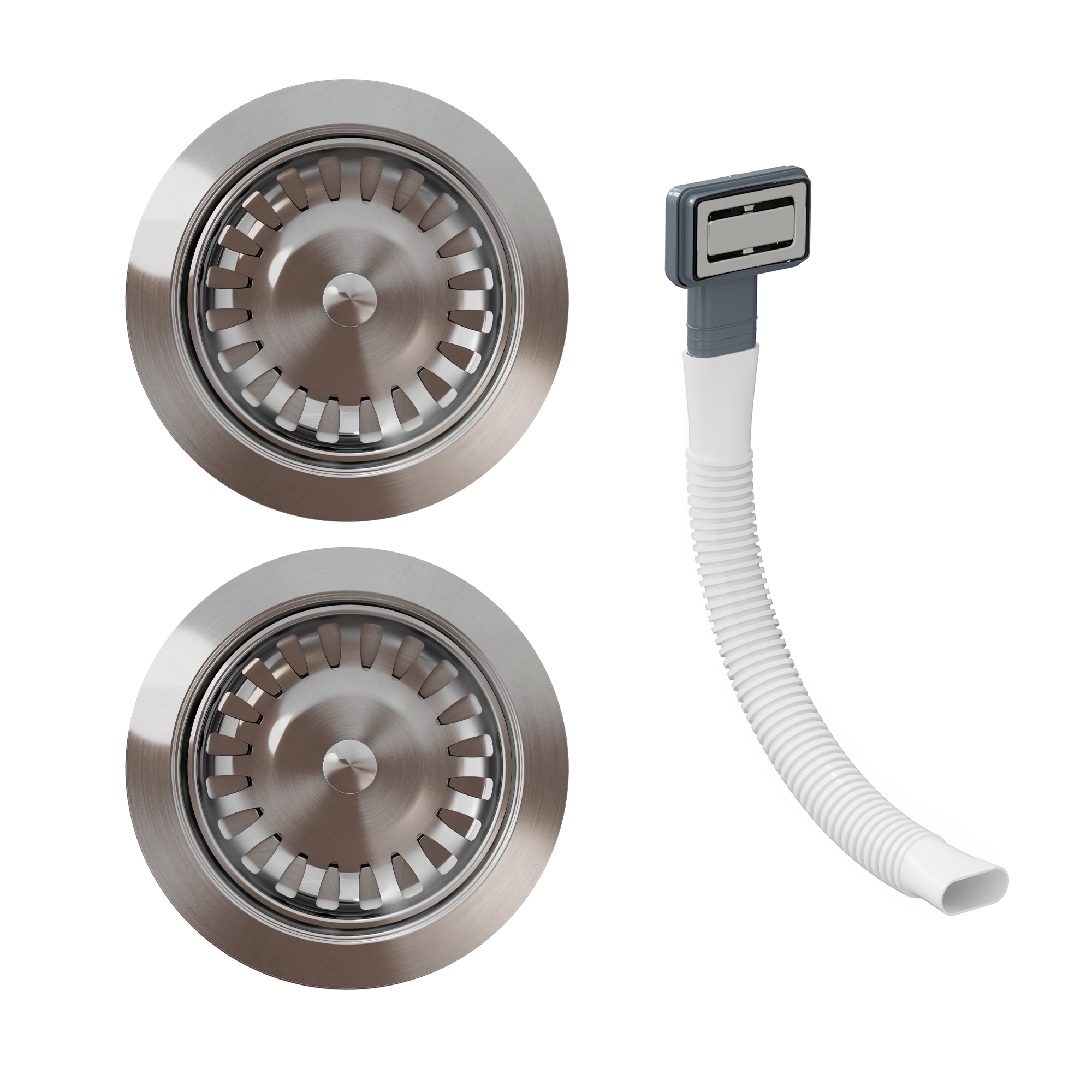 Vellamo Premium 90mm 1.5 & 2 Bowl Kitchen Sink Strainer Wastes with Rectangular Overflow