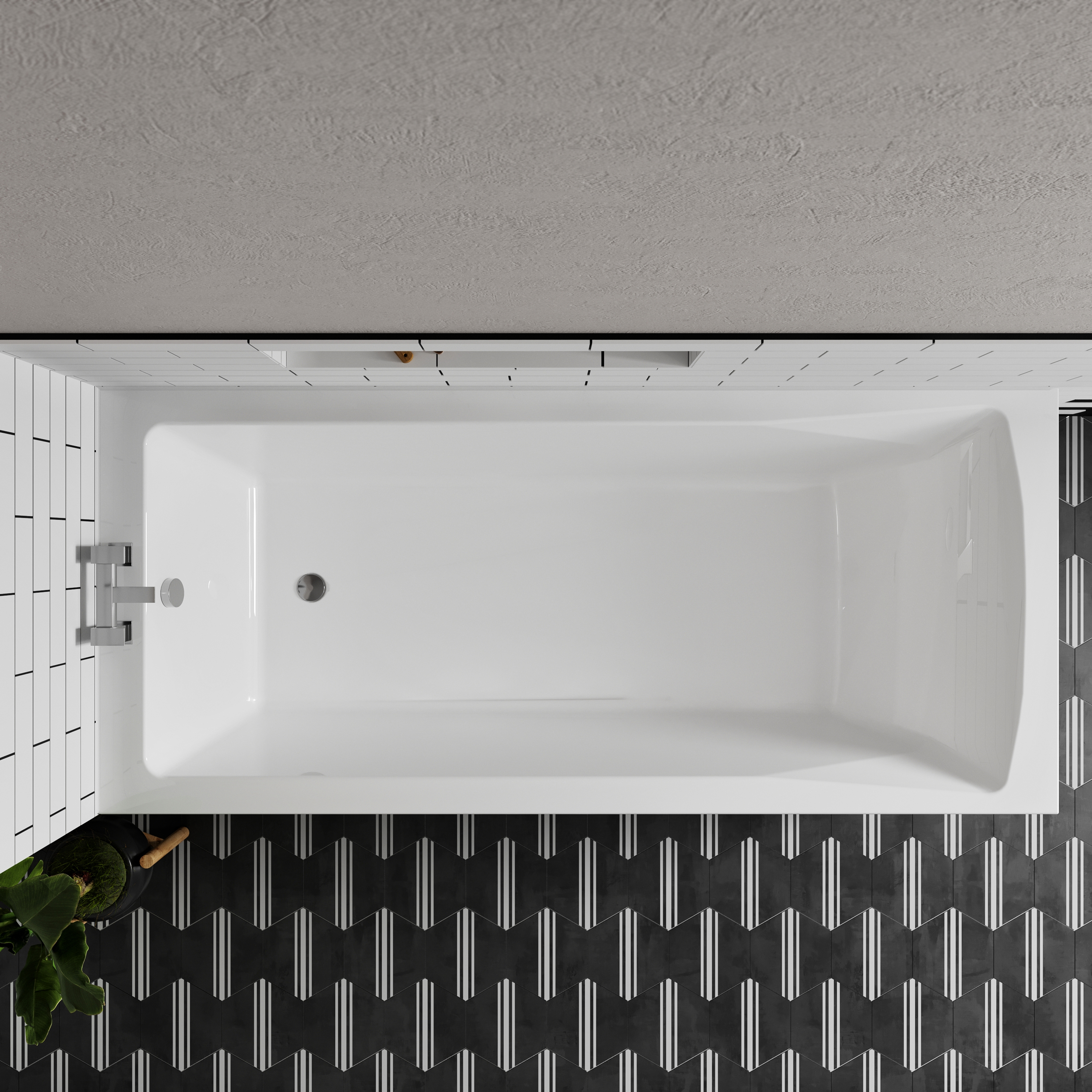 Drench Straight Single Ended Bath - Square