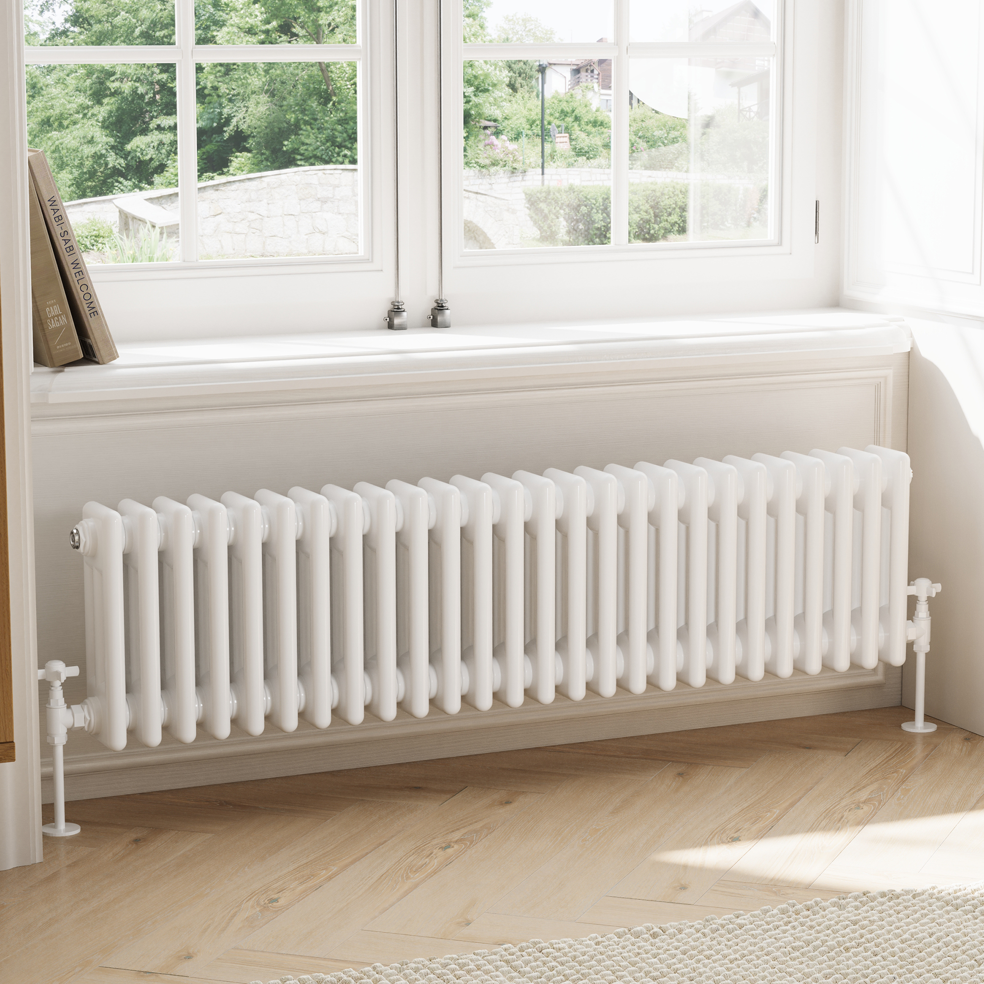 Toasty Ardleigh White Compact Horizontal 3 Column Radiator - 300mm Height