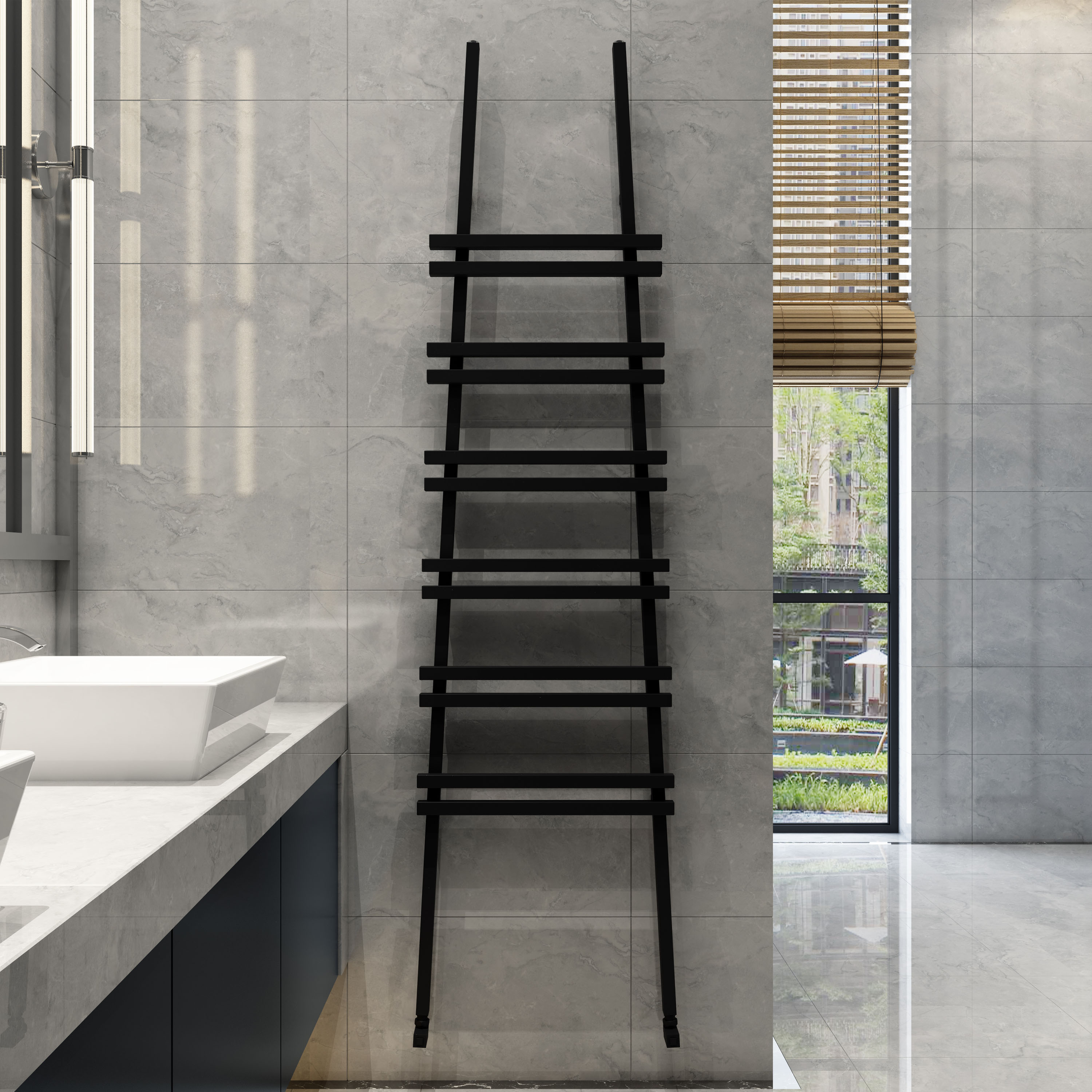 Carisa Jacobs Wall Mounted Ladder Aluminium Heated Towel Rail - 2000 x 535mm