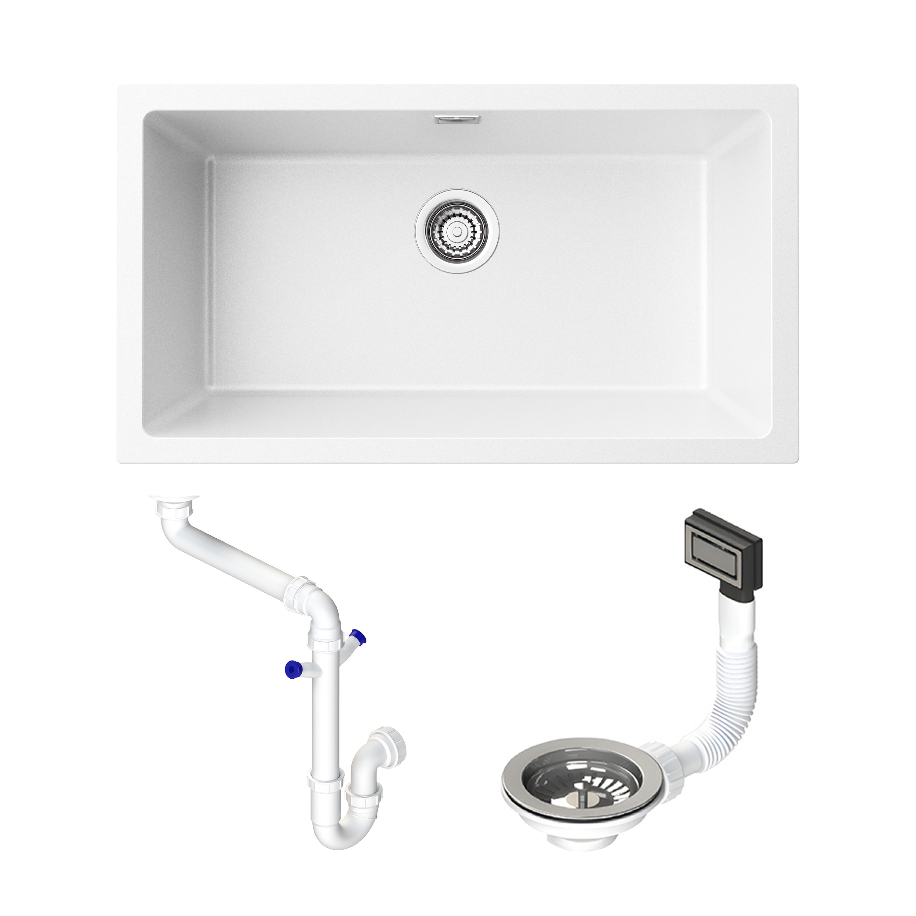 Vellamo Terra XL 1 Bowl Granite Composite Inset / Undermount Kitchen Sink & Waste - 774 x 434mm
