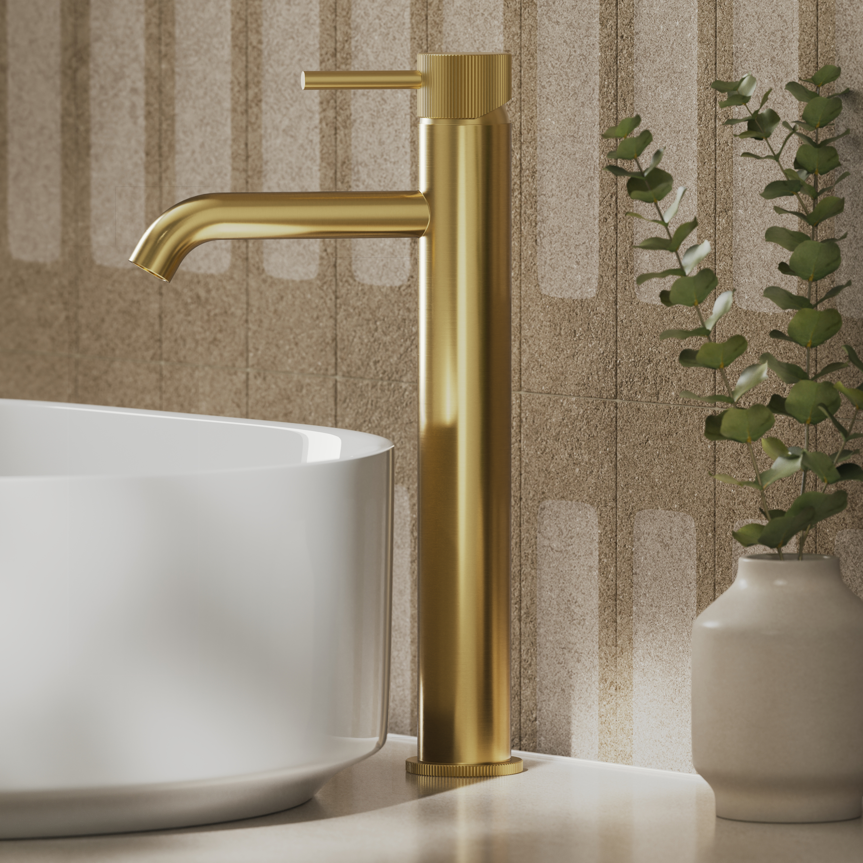 Harbour Fluted Tall Mono Basin Mixer Tap