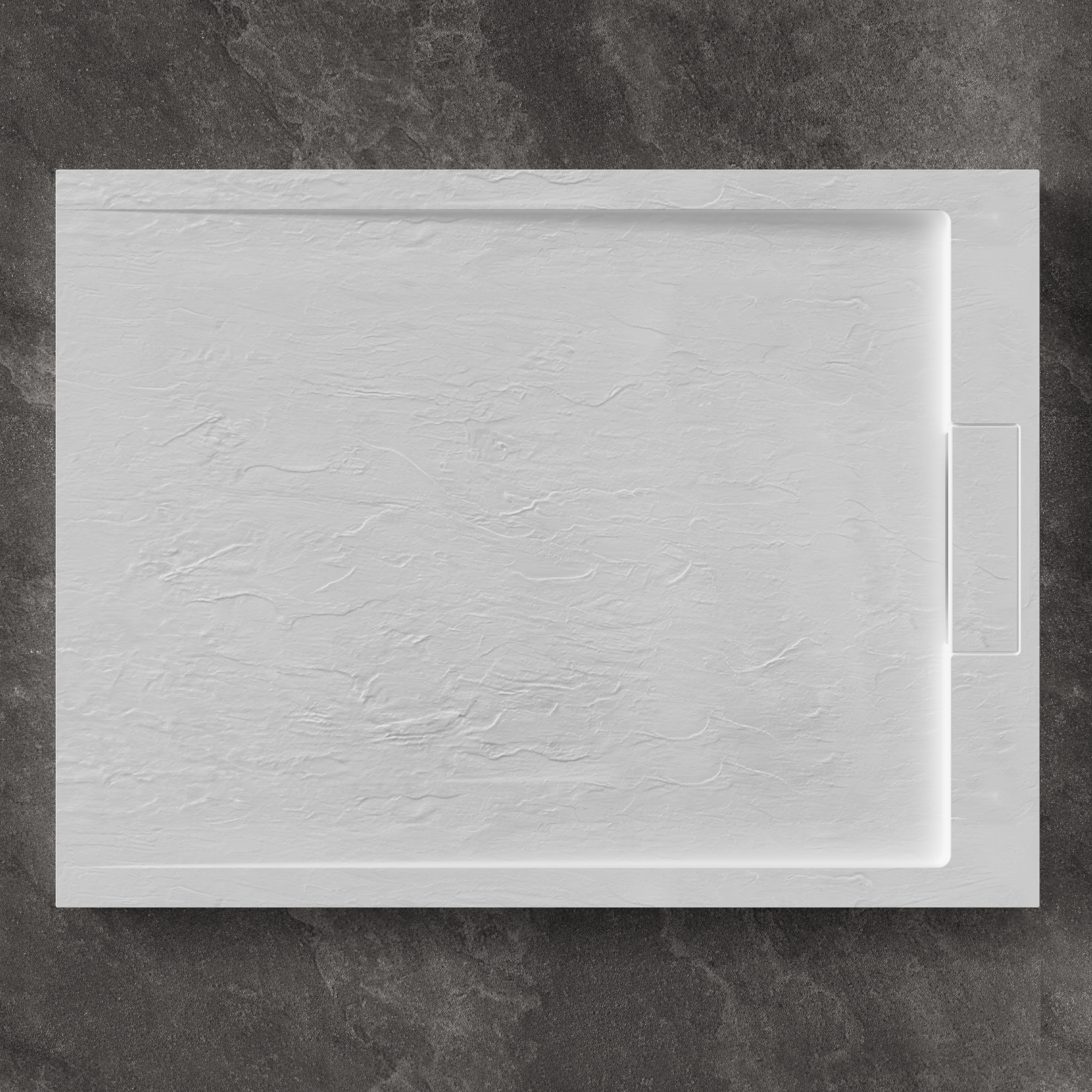 Drench Origin Slate-Effect 30mm Textured Matt White Shower Tray with Hidden Waste