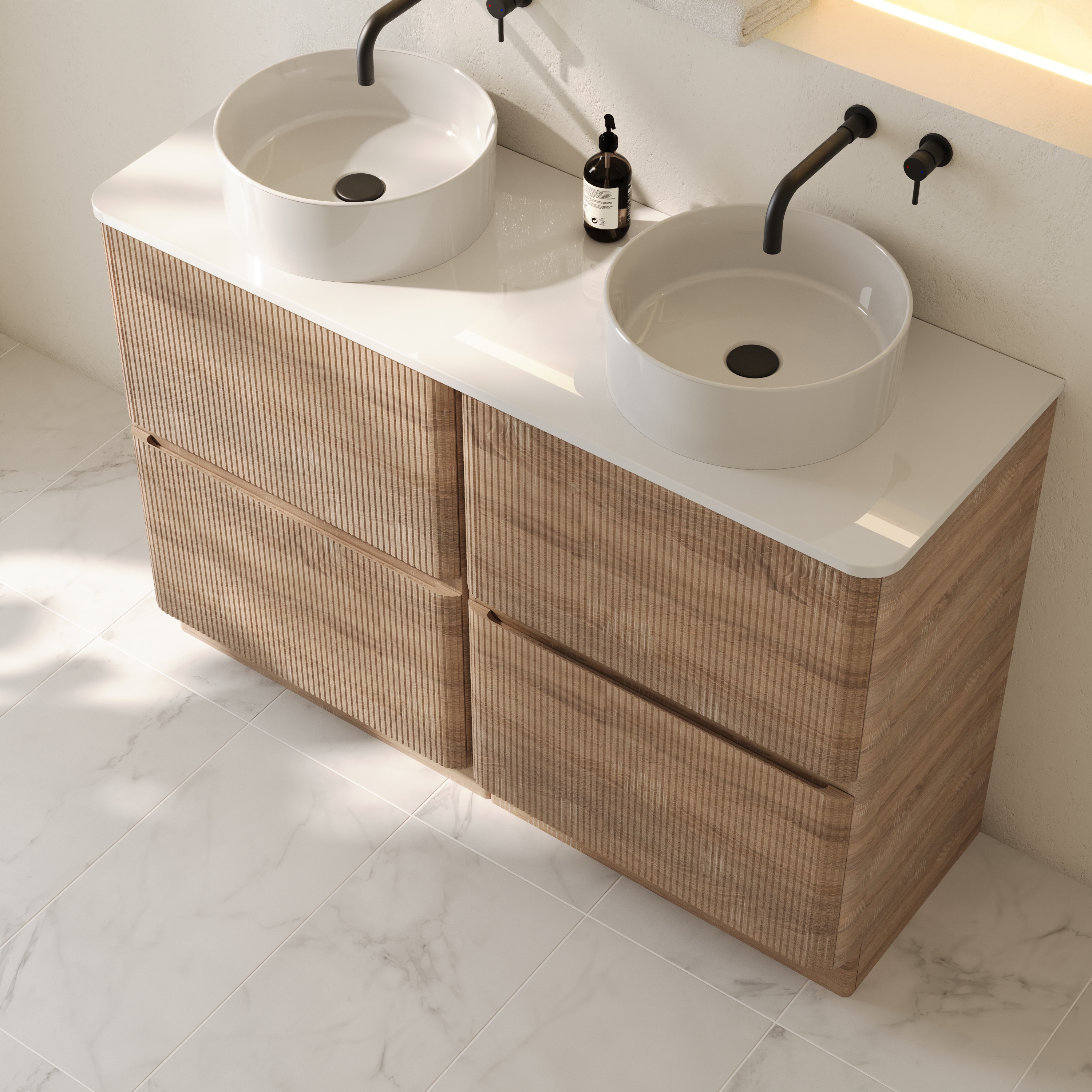 Drench Origin 1200mm Fluted Floorstanding Vanity Unit & Countertop