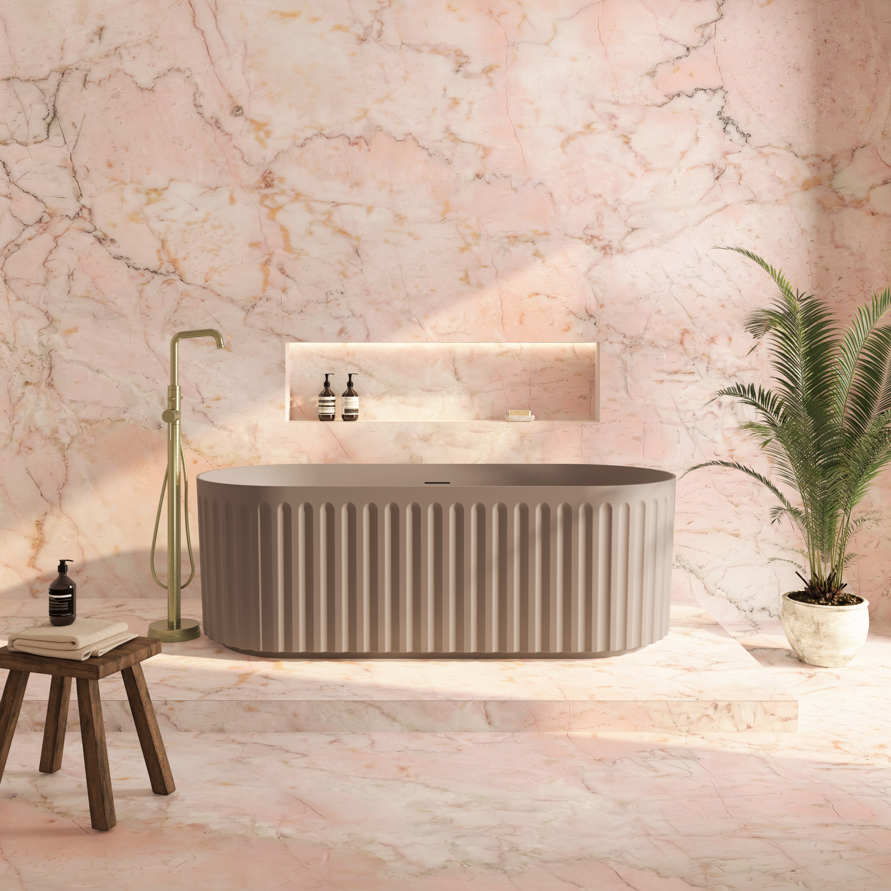 Drench Groove Oval Fluted Acrylic Bath - 1700 x 750mm