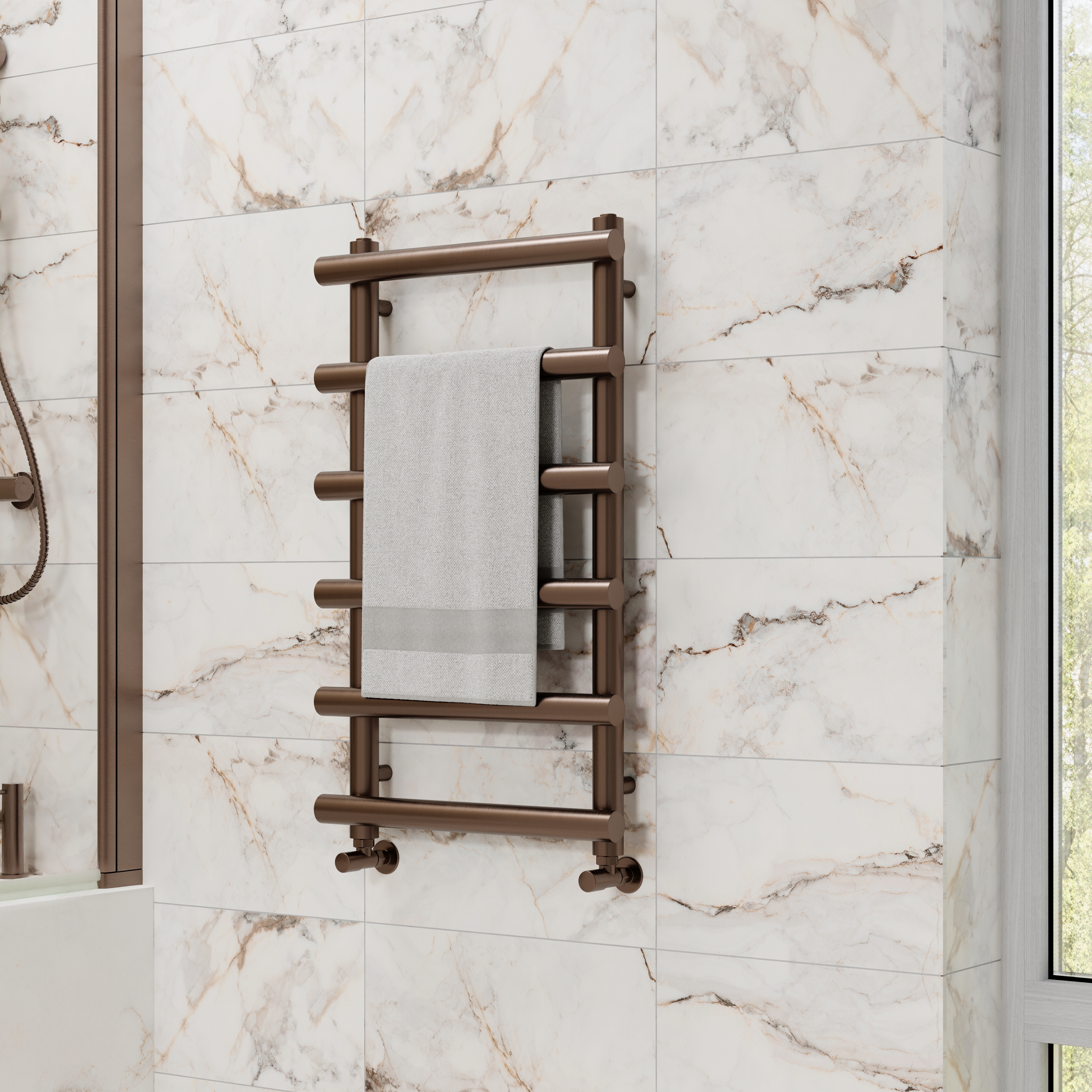 Toasty Yarrow Brushed Bronze Heated Towel Rail