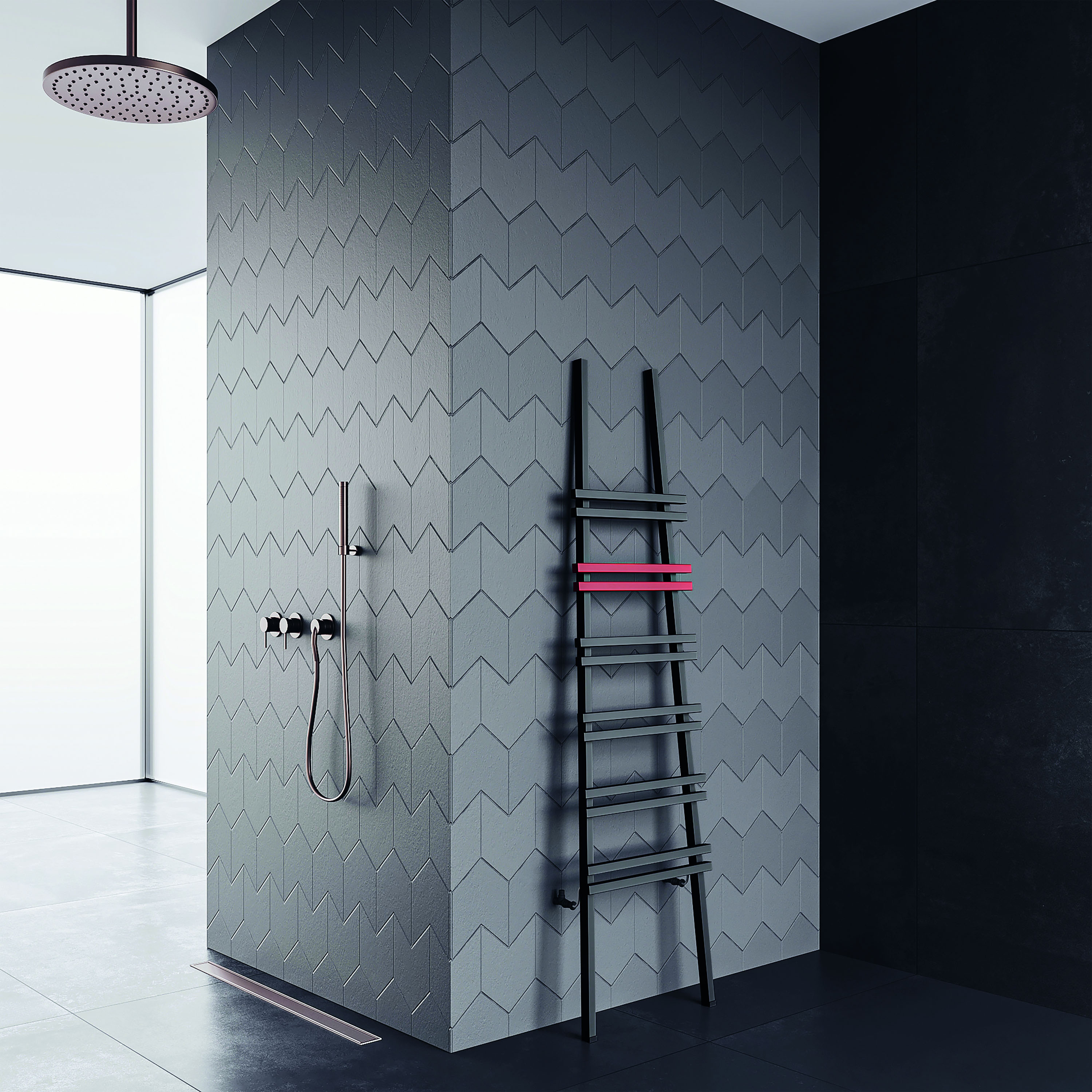 Carisa Jacobs Floor Mounted Ladder Aluminium Heated Towel Rail - 2000 x 535mm