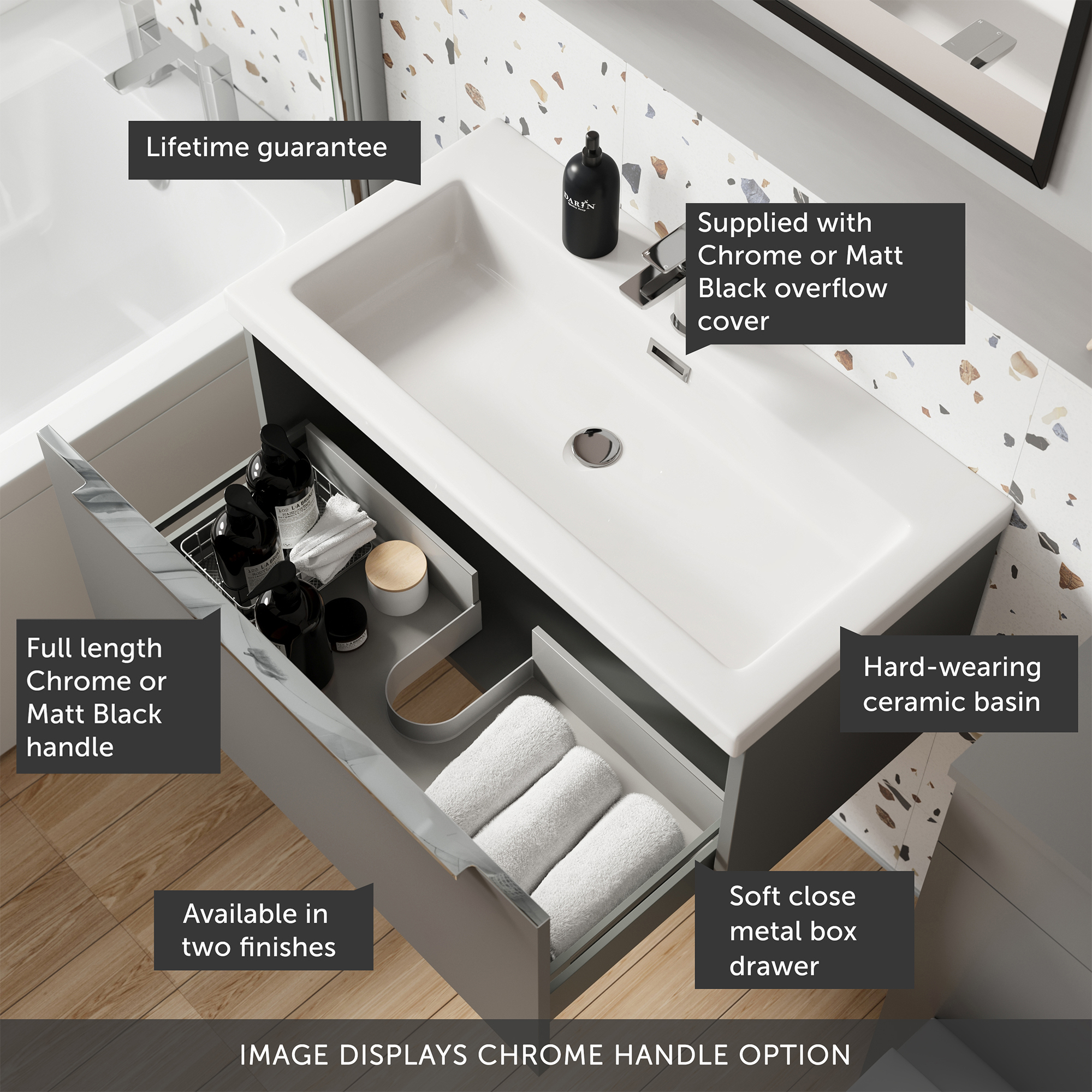 Freddie 800mm Wall Hung Vanity Unit & Basin