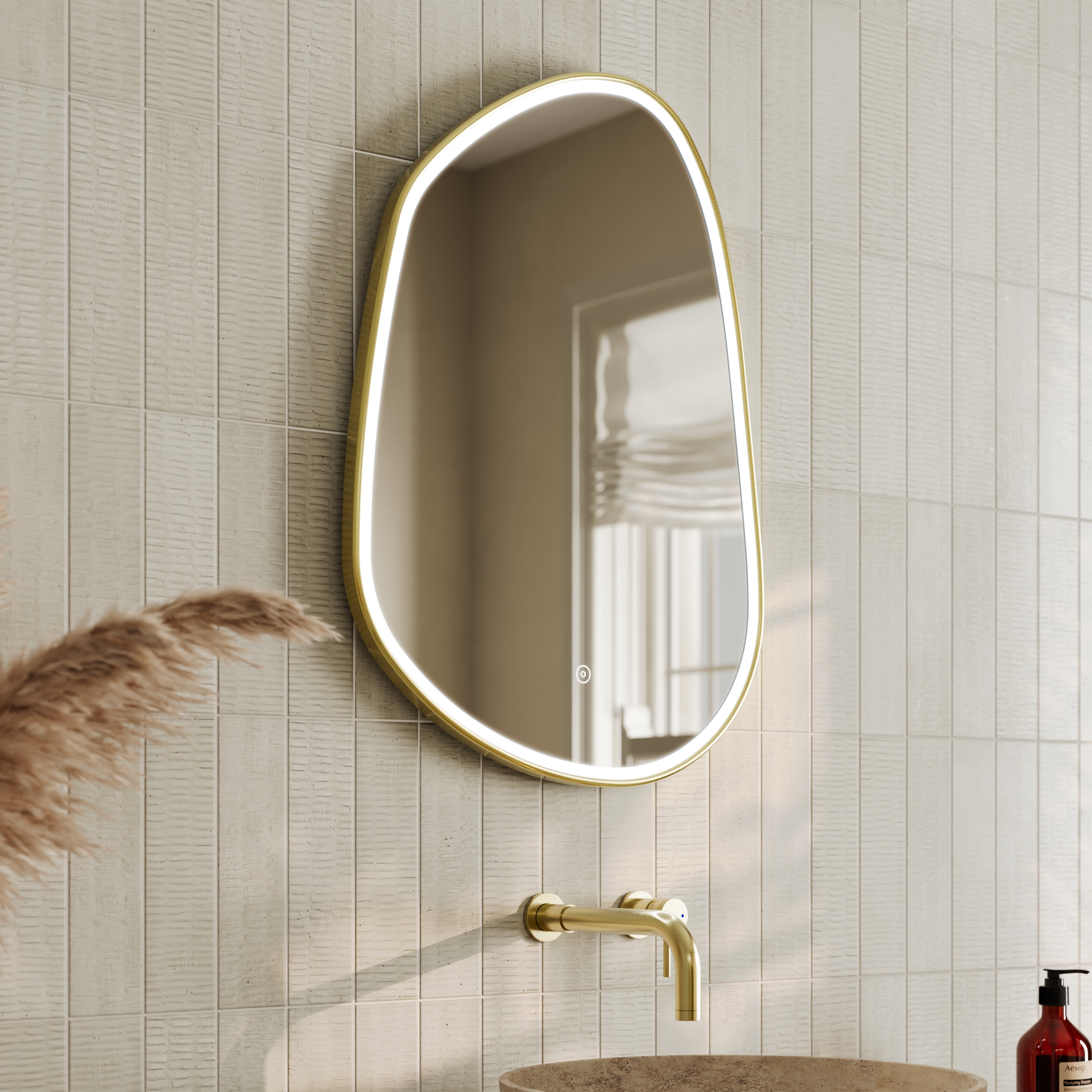 Organics Pond LED Illuminated Framed Mirror with Demister Pad & Colour Change Lights - 500 x 700mm