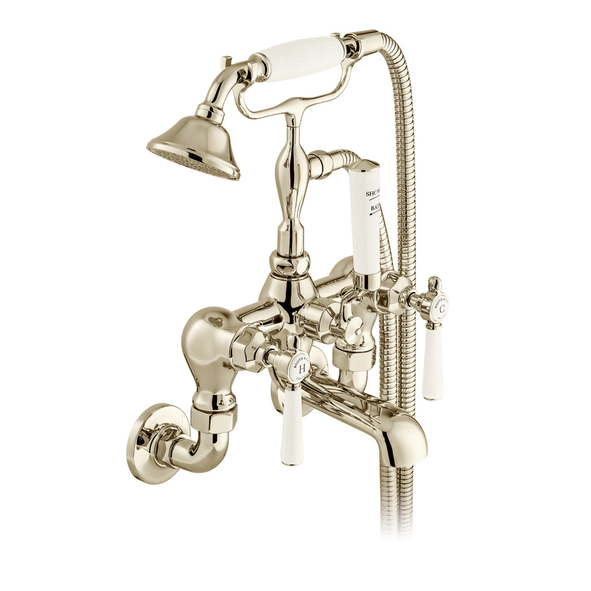 Booth & Co Axbridge Traditional Lever Wall Mounted Bath Shower Mixer Tap