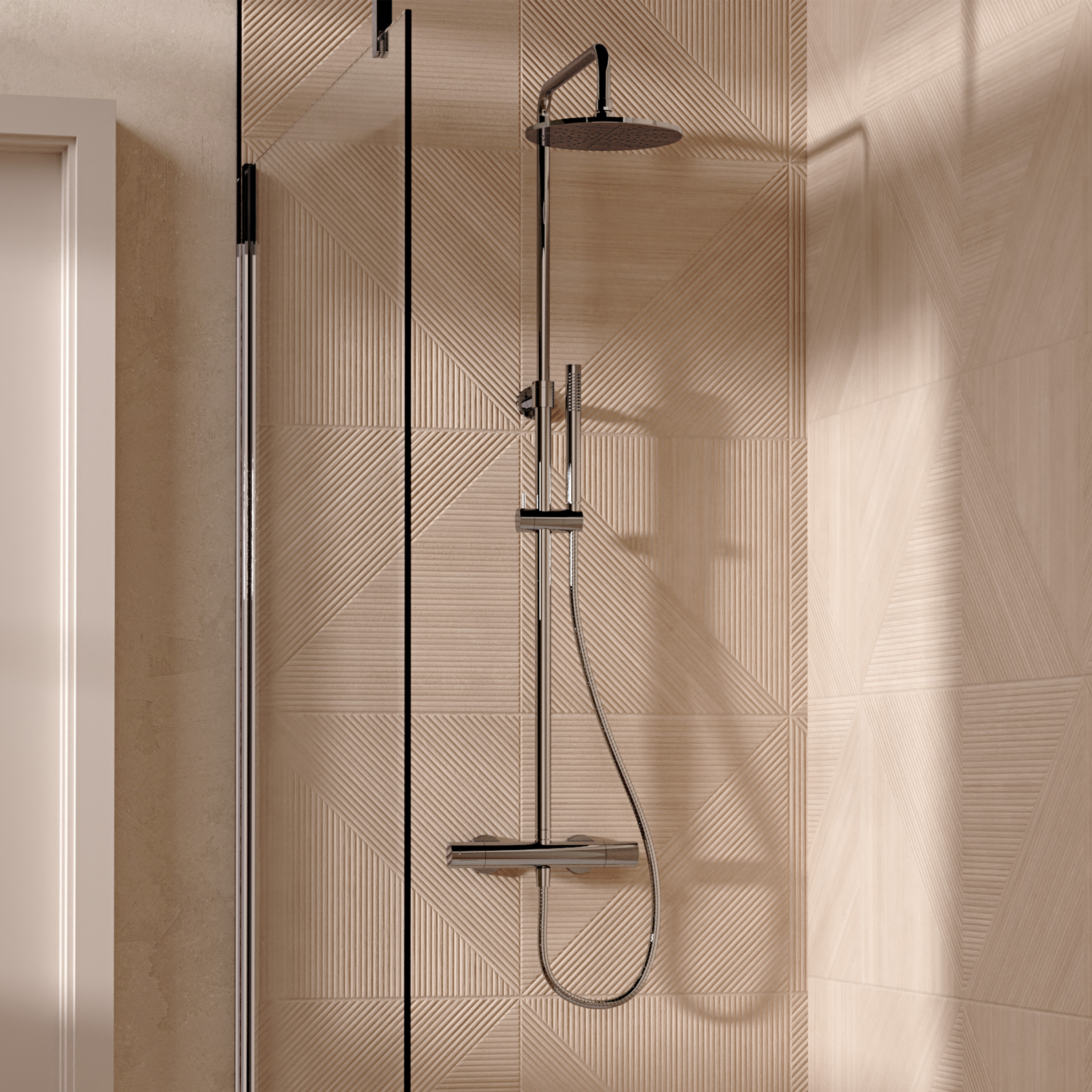 Crosswater Central Thermostatic Exposed Shower Kit With Height Adjustable Rigid Riser - Polished Chrome