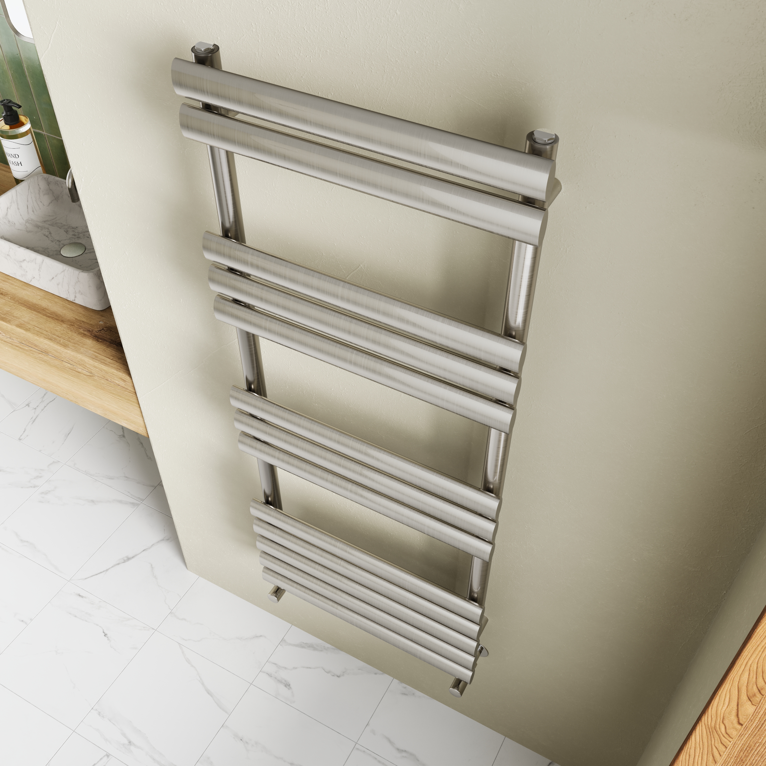 Toasty Eden Brushed Nickel Heated Towel Rail