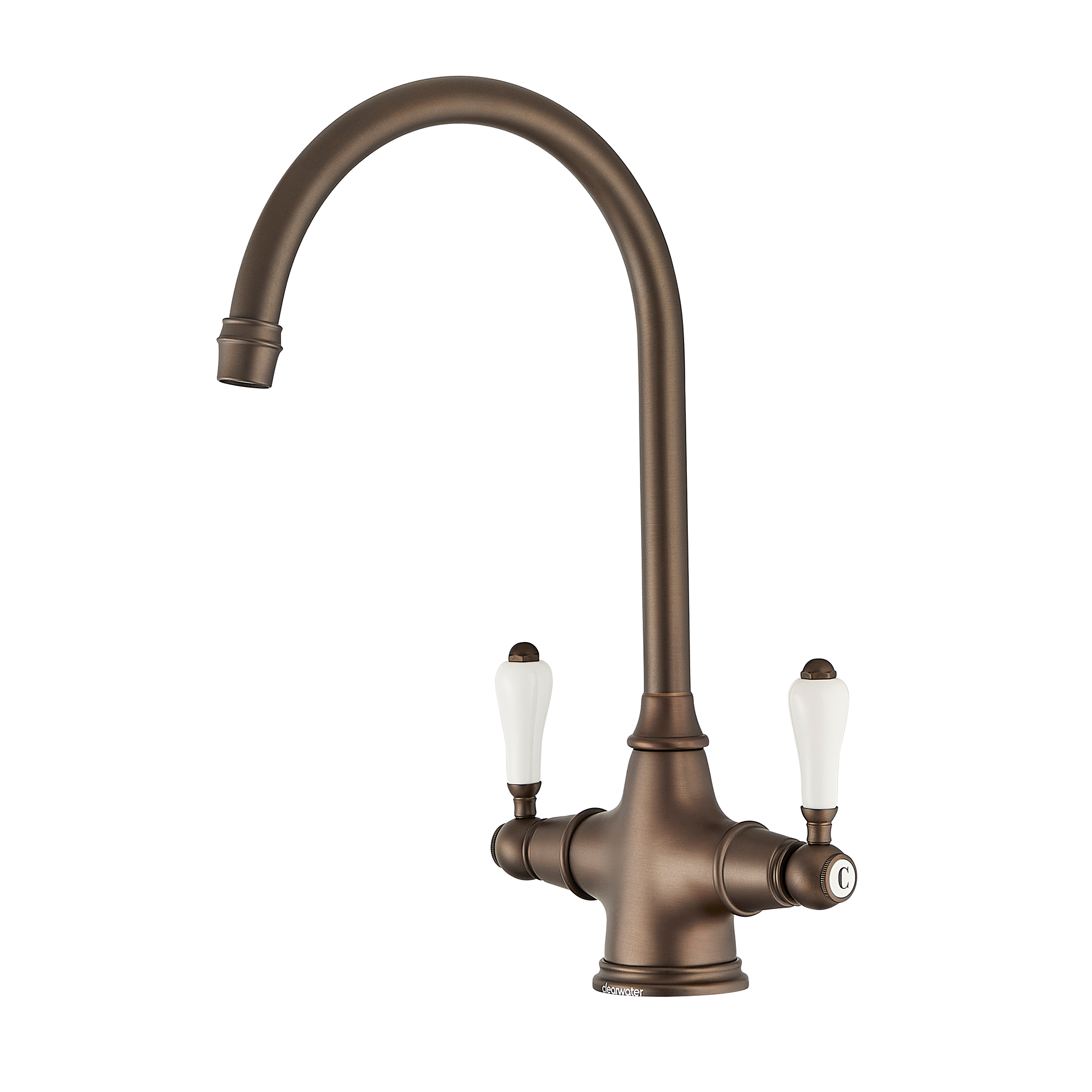 Clearwater Alrisha Mono Twin Lever English Bronze Kitchen Mixer Tap
