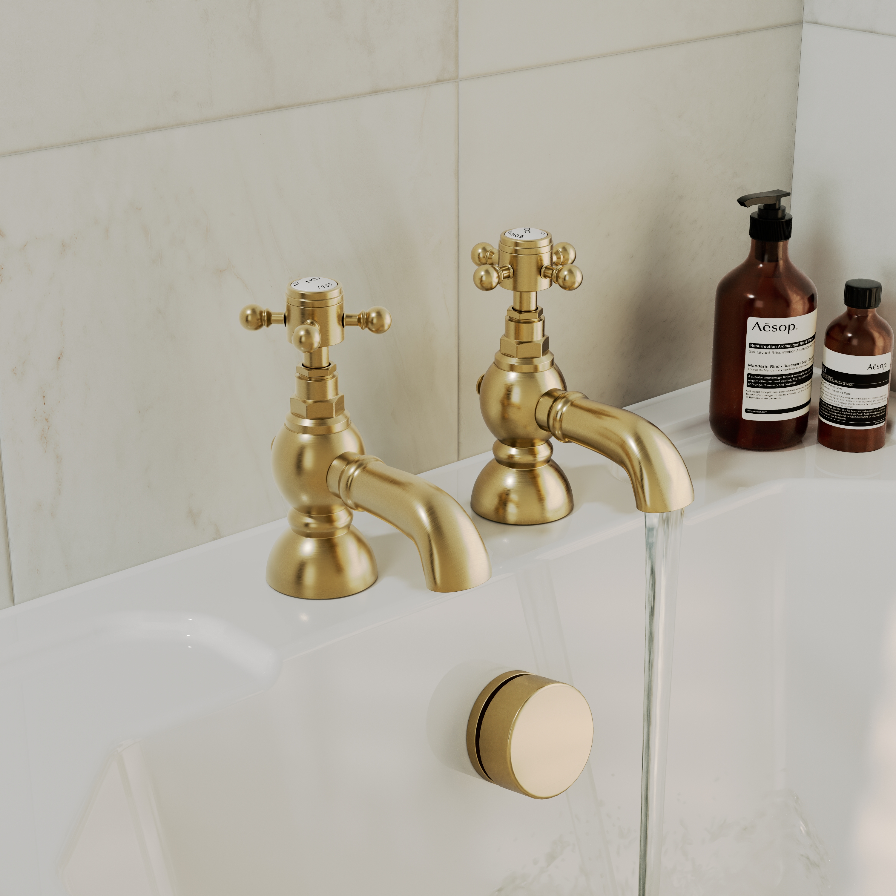 Butler & Rose Eliza Crosshead Bath Pillar Taps