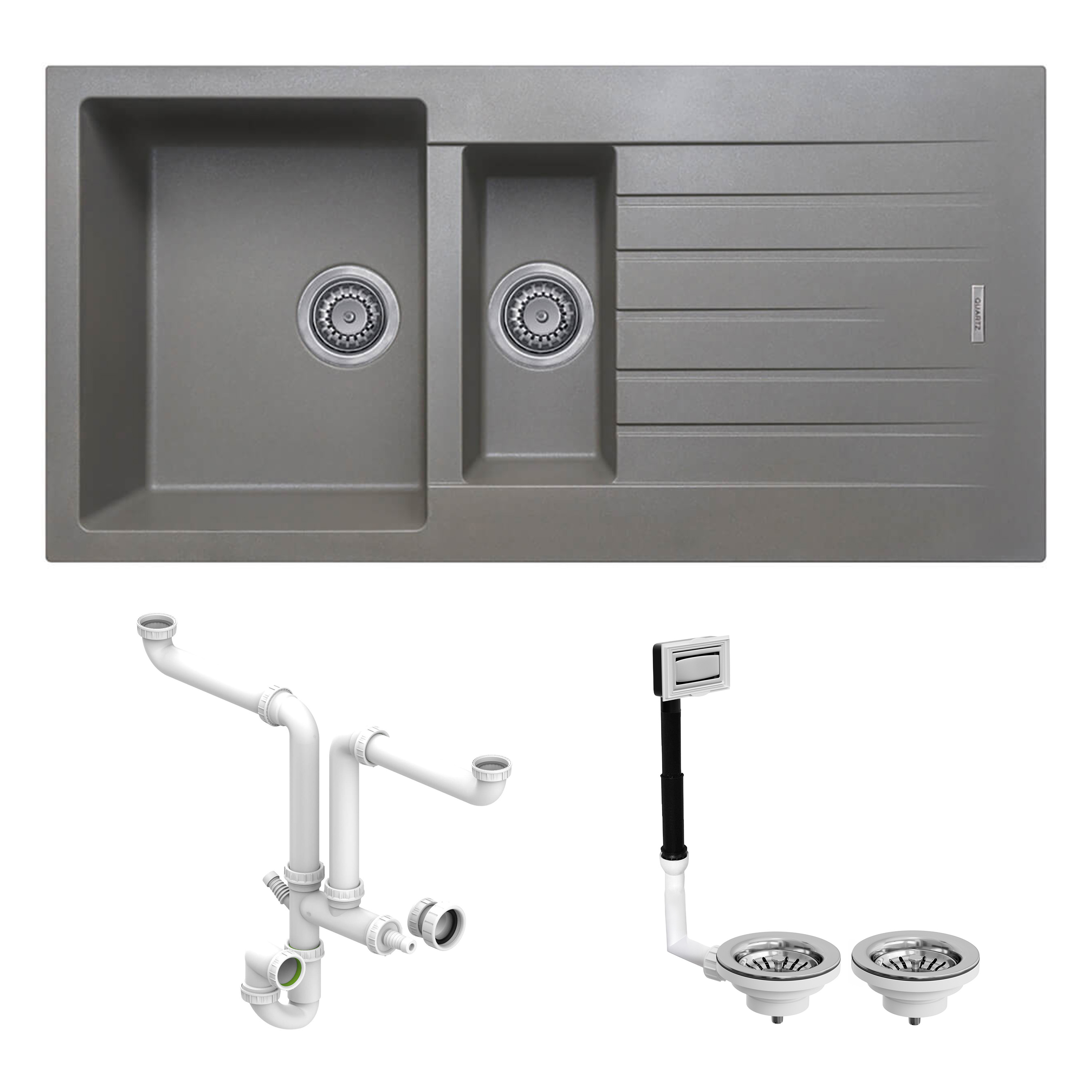 Vellamo Horizon 1.5 Bowl Granite Composite Kitchen Sink & Waste - 1000 x 500mm