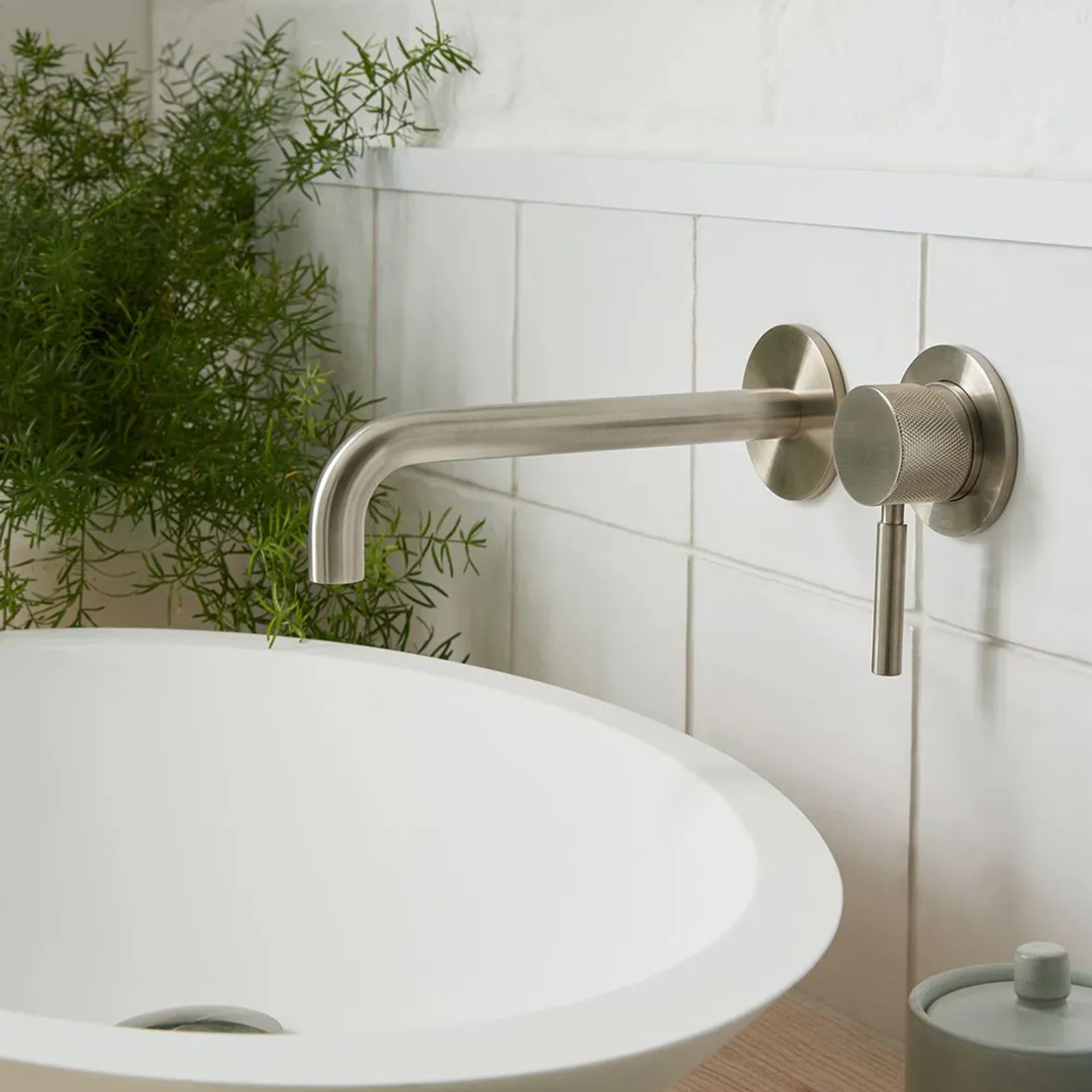 Vado Individual Origins Slimline 2 Hole Wall Mounted Basin Mixer Tap with Knurled Handle