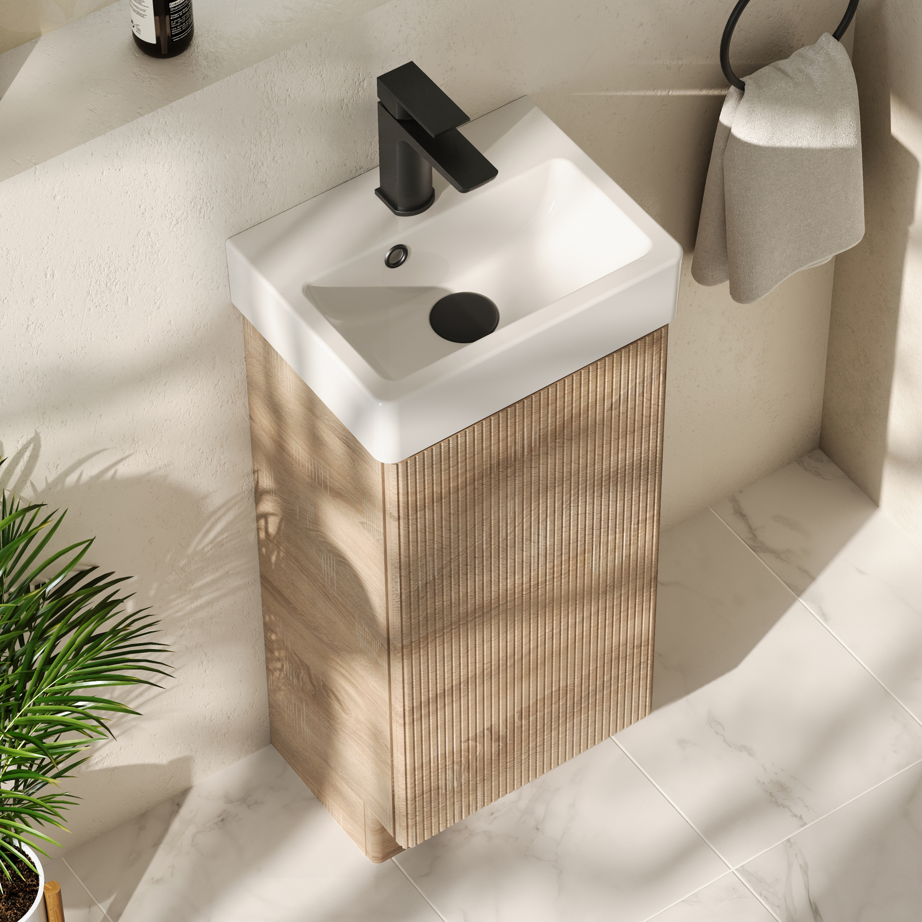 Drench Origin 340mm Fluted Cloakroom Floorstanding Vanity Unit & Basin