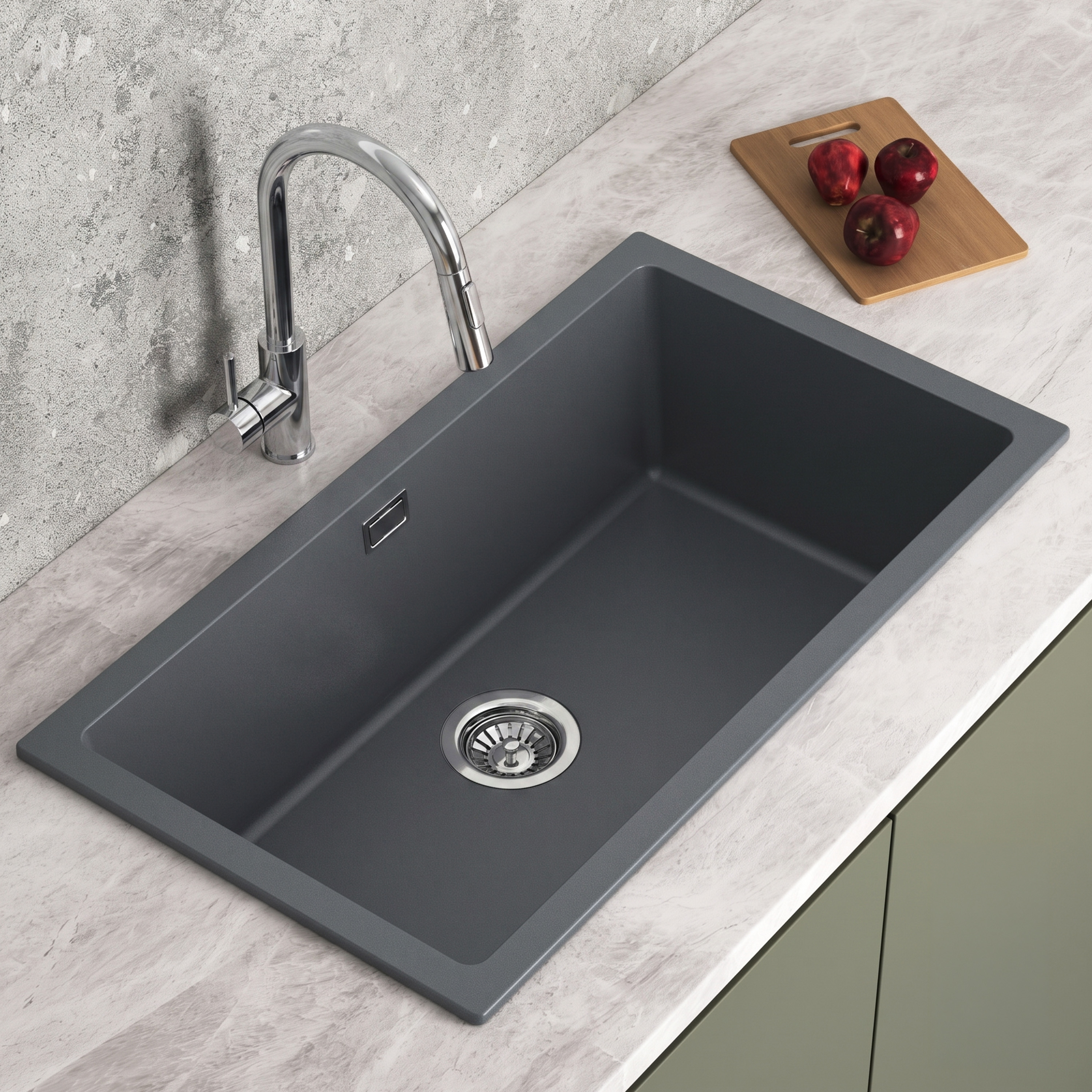 Vellamo Terra XL 1 Bowl Granite Composite Inset / Undermount Kitchen Sink & Waste - 774 x 434mm