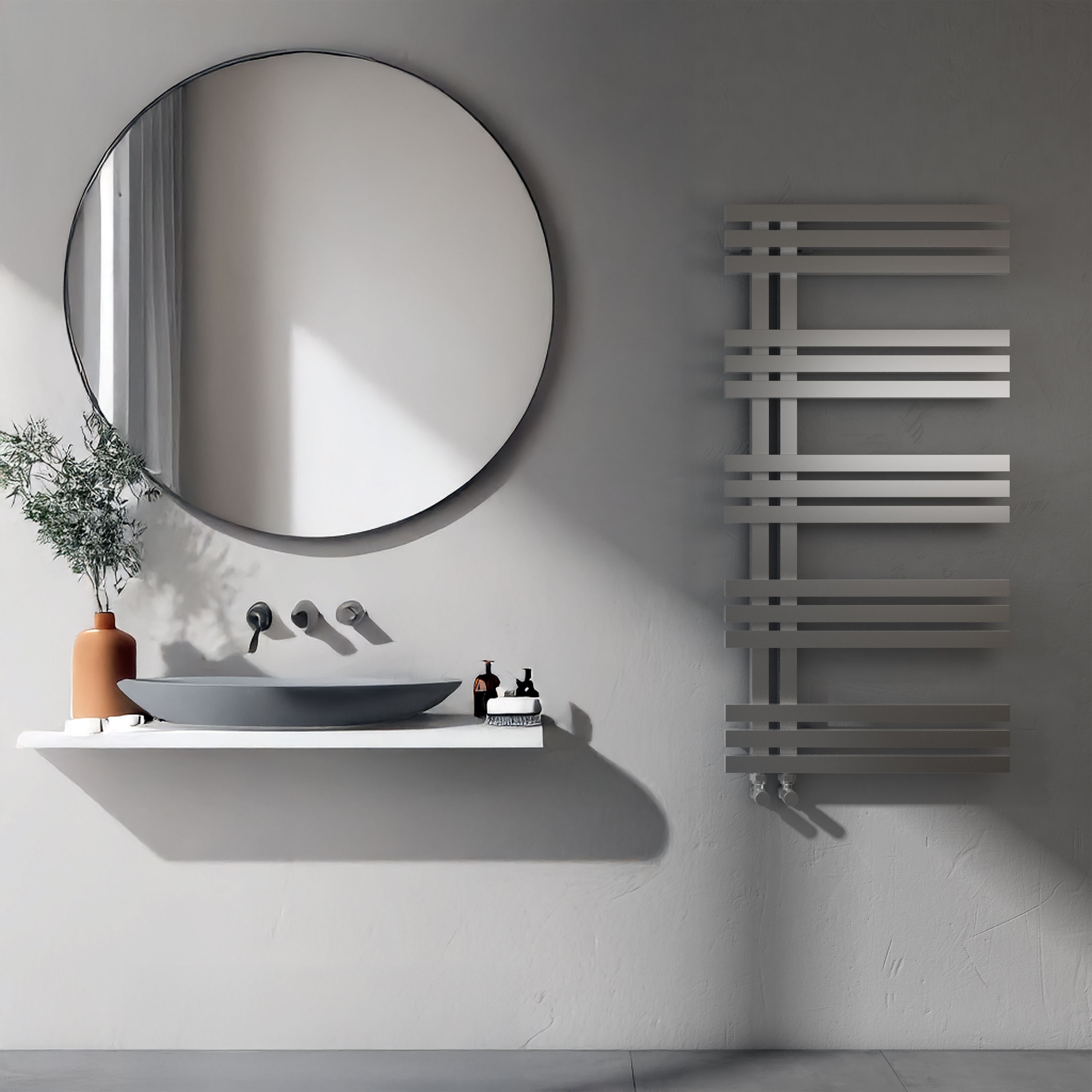 Carisa Alias Offset Stainless Steel Designer Heated Towel Rail - 1000 x 500mm