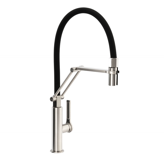 Abode Hex Professional Single Lever Mono Kitchen Mixer with Detachable Spout & Spray - Brushed Nickel