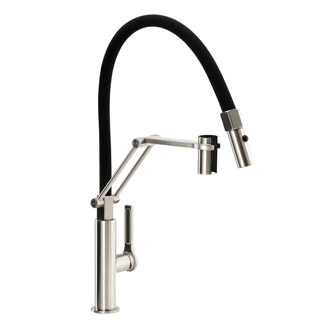Abode Hex Professional Single Lever Mono Kitchen Mixer with Detachable Spout & Spray - Brushed Nickel