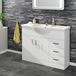 Alpine 1050mm White Gloss Floor Standing Vanity Unit & Basin