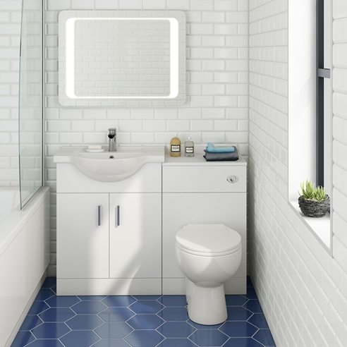 Vellamo Alpine 1150mm 2 Door Furniture Suite with Back to Wall Toilet & Concealed Cistern - Gloss White