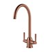 Clearwater Alzira Twin Lever Mono Kitchen Mixer - Brushed Copper