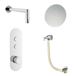 Amy Concealed Thermostatic Push Button Shower Valve, Fixed Head & Overflow Bath Filler