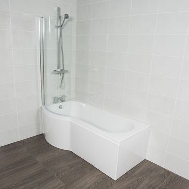 Drench P Shaped Shower Bath & Panel - Left Hand - 1700mm