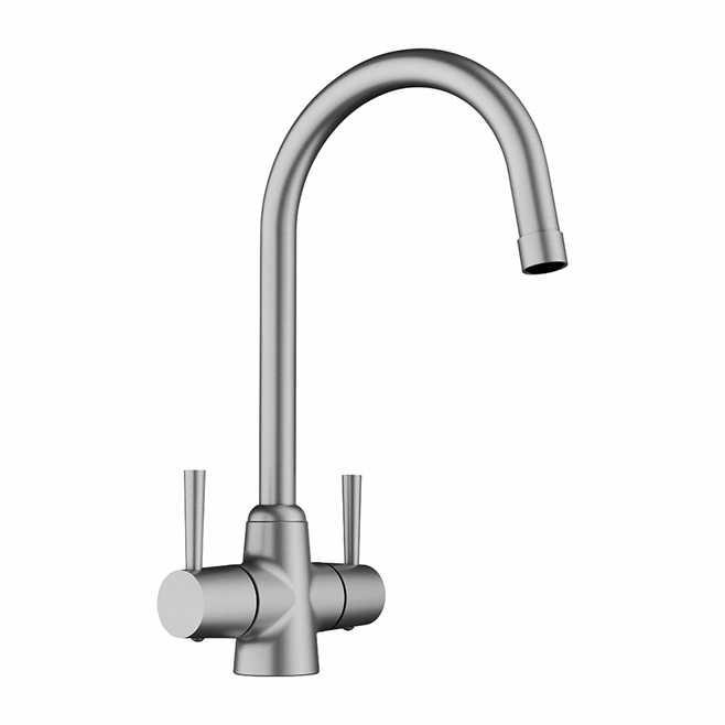 Blanco Arti WRAS Approved Twin Lever Mono Kitchen Mixer Tap - Stainless Steel