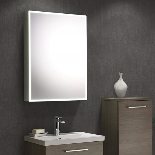 Harbour Glow Led Mirrored Cabinet With, Slimline Bathroom Mirror Cabinet With Shaver Socket