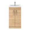 Drench Emily 1000mm Combination Bathroom Toilet & 2 Door Sink Unit - Natural Oak