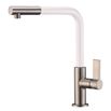 Clearwater Auriga Single Lever Mono Kitchen Tap With Pull Out Aerator - Brushed Nickel/White