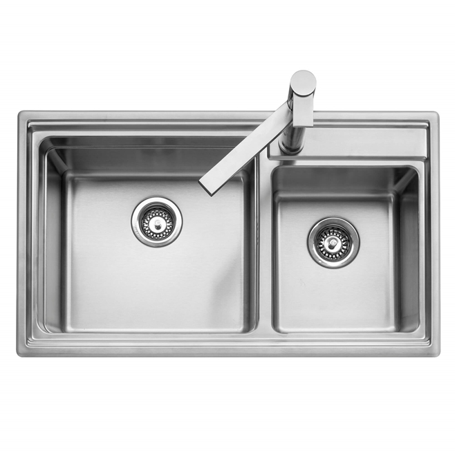 Caple Axle 1.75 Bowl Stainless Steel Sink with Waste Kit & Accessories - 860 x 500mm