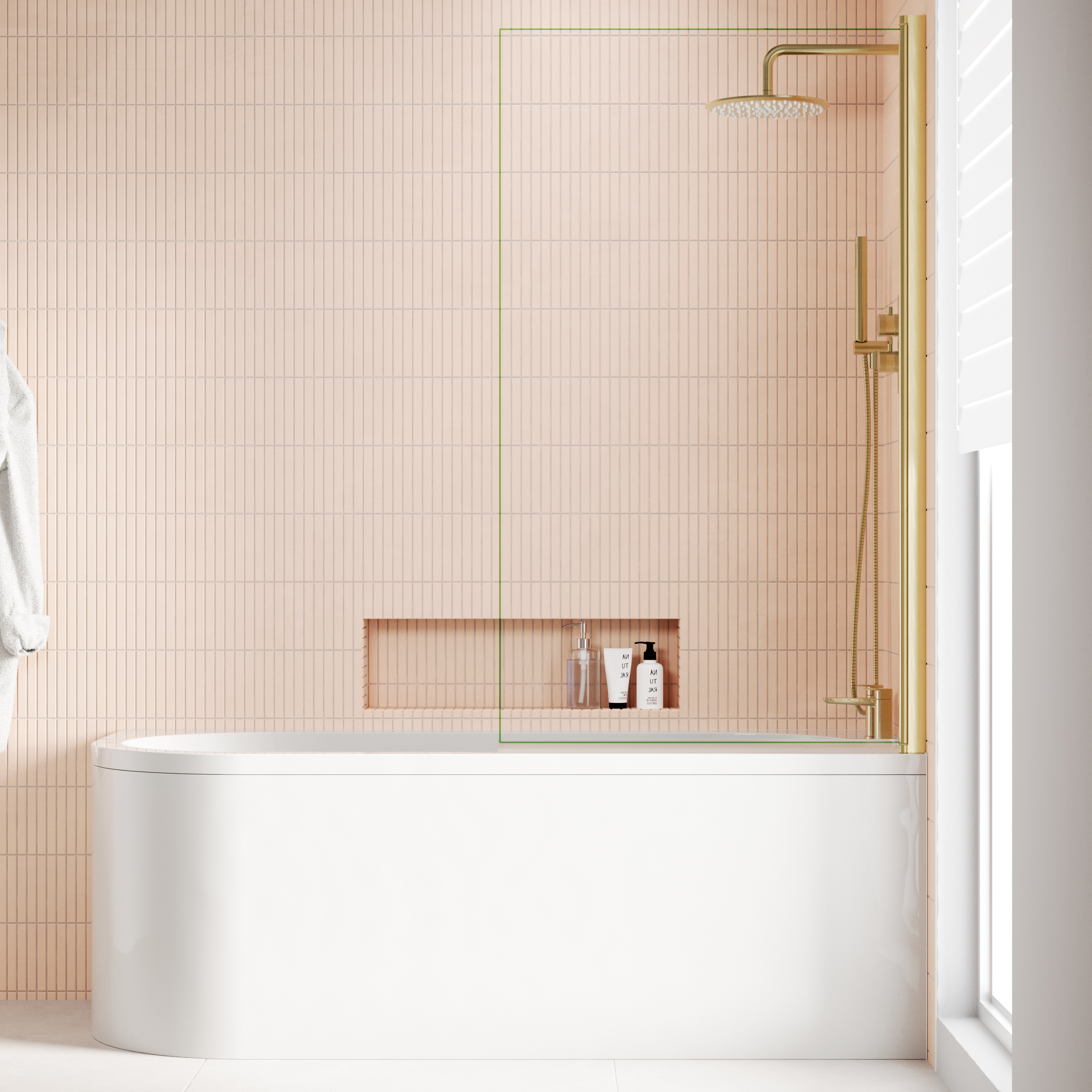 Armourcast Reinforced J Shaped Shower Bath with Panel & Shower Screen - 1700mm