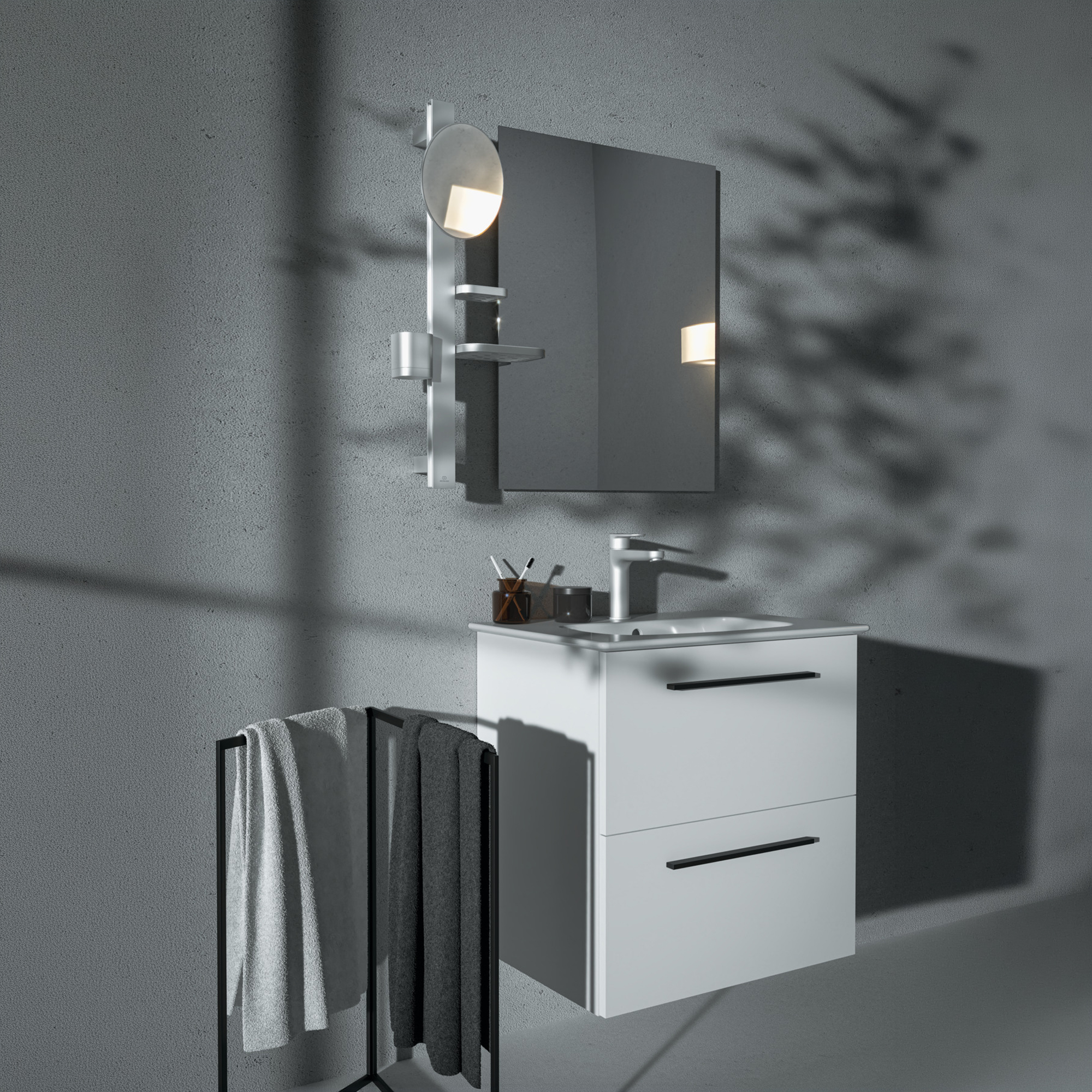 Ideal Standard Alu+ 200mm Magnifying Mirror & Beauty Bar