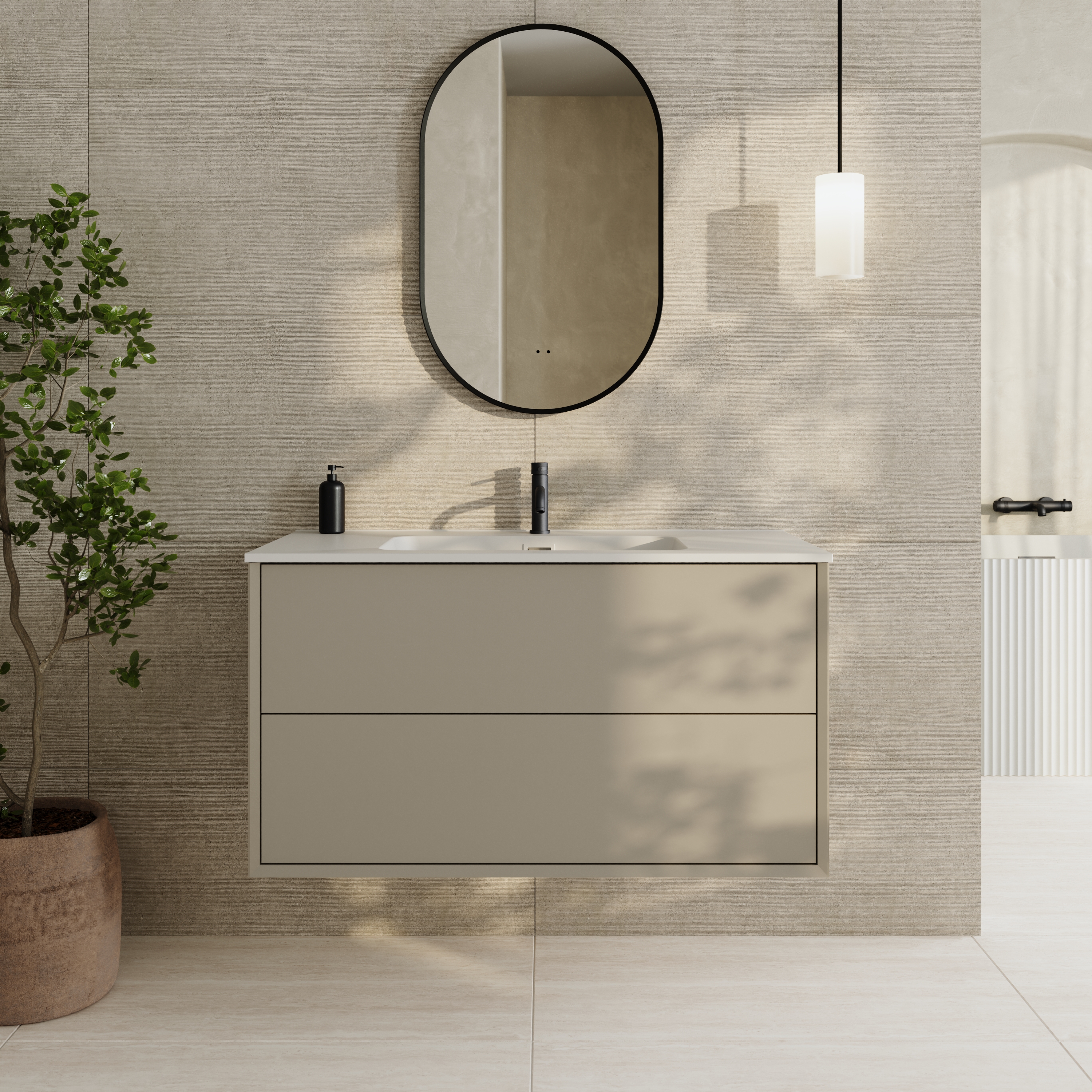 Oslo 1000mm Wall Mounted Vanity Unit & Matt White Basin