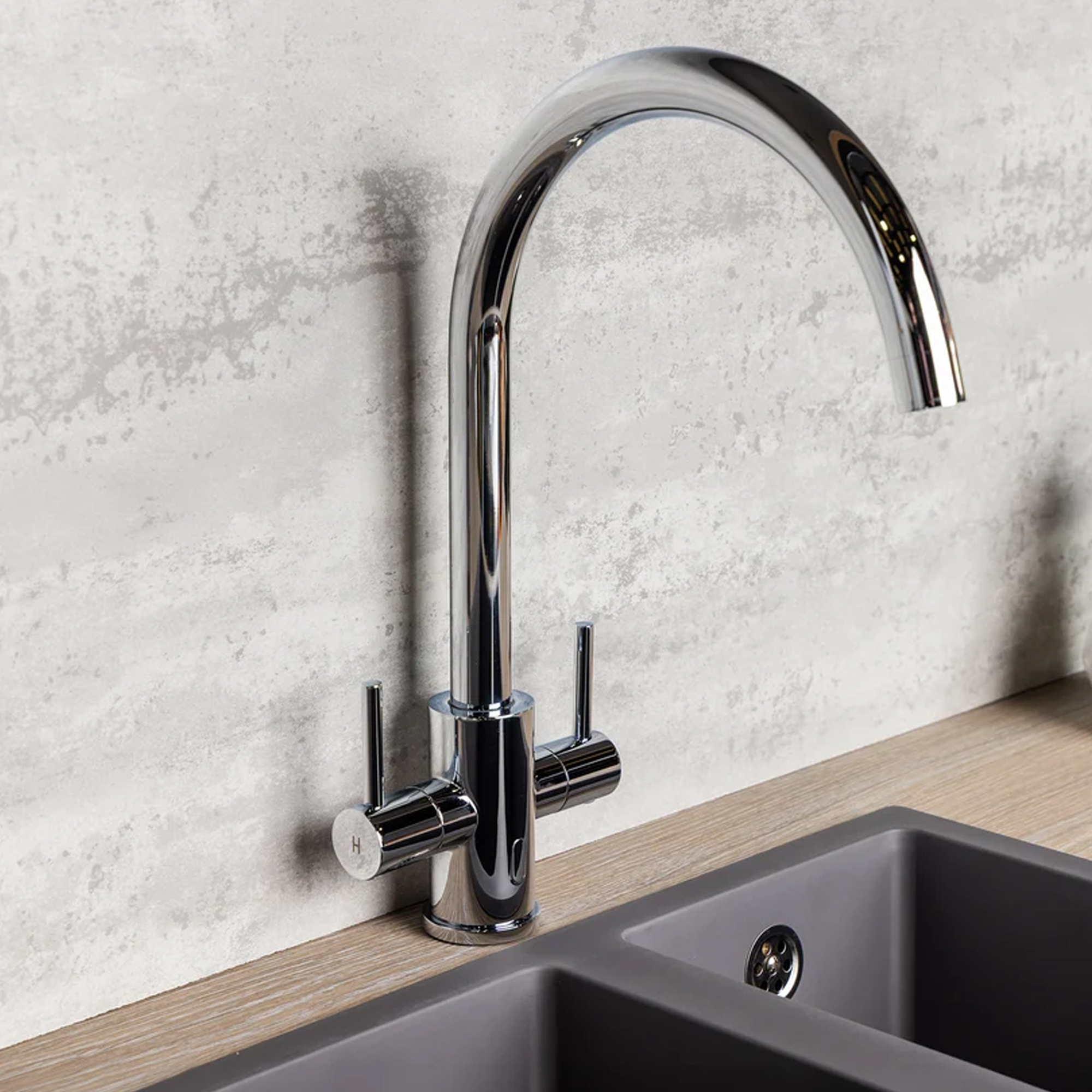 Top-Fix Torra Twin Lever Mono Kitchen Mixer Tap
