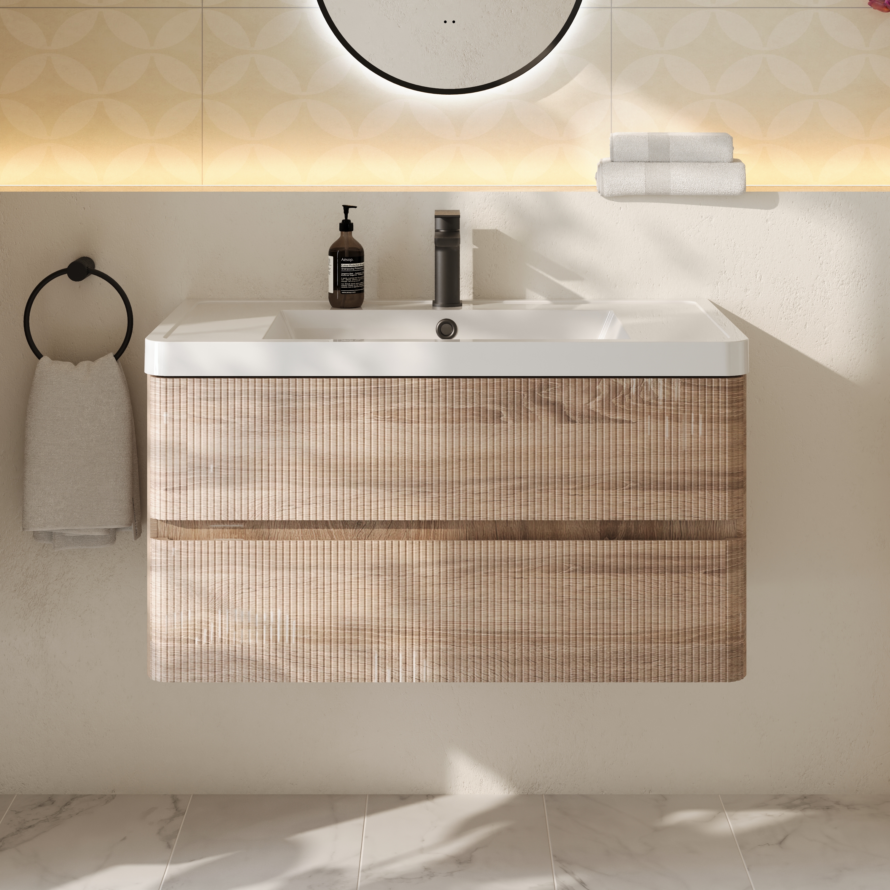 Drench Origin 900mm Fluted Wall Mounted Vanity Unit & Basin