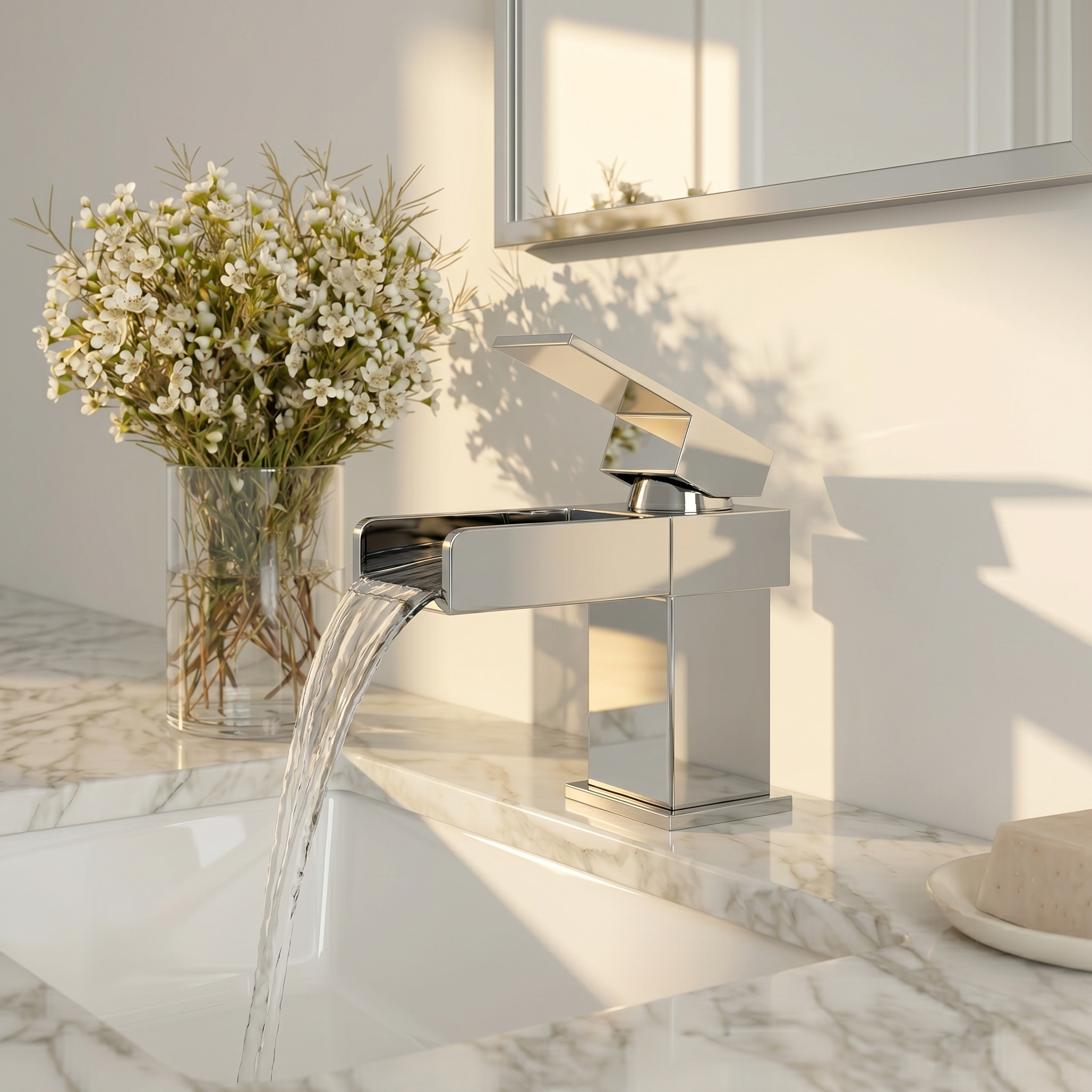 Vellamo Maya Waterfall Basin Mixer with Clicker Waste