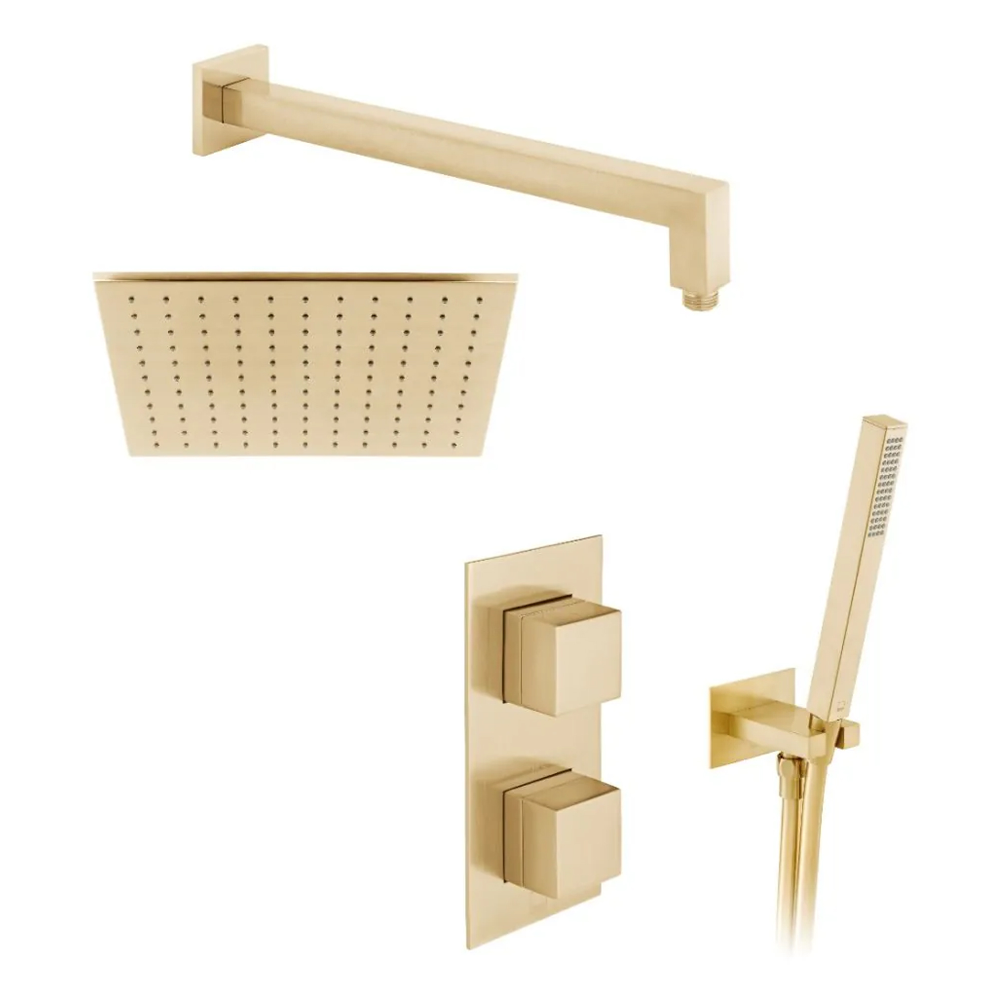 Vado Individual Tablet Notion 2 Outlet Square Concealed Thermostatic Valve, Fixed Head & Shower Handset Kit