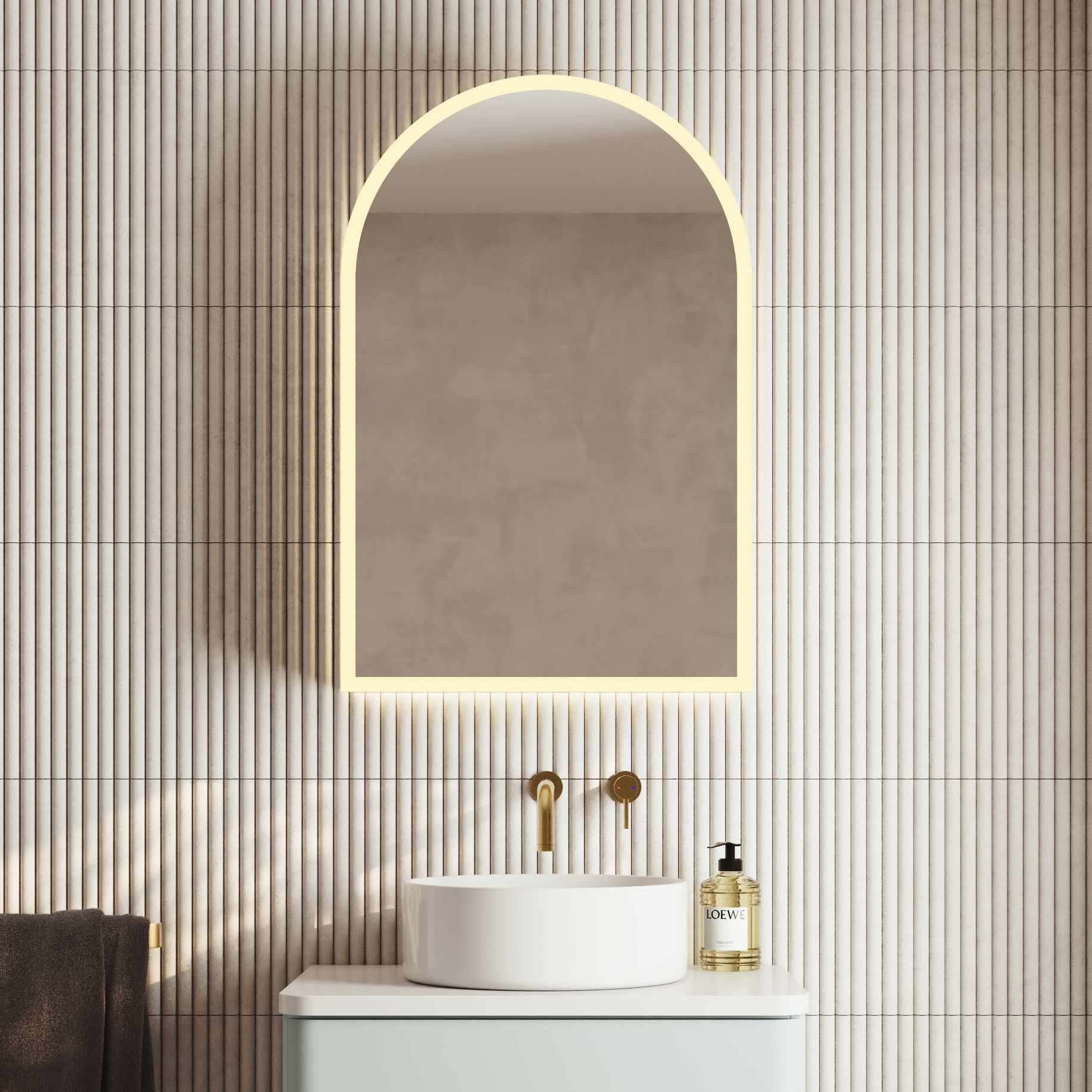 Harper LED Arch Mirrored Cabinet with Demister Pad, Shaver Socket & Colour Change Lights - 500 x 750mm