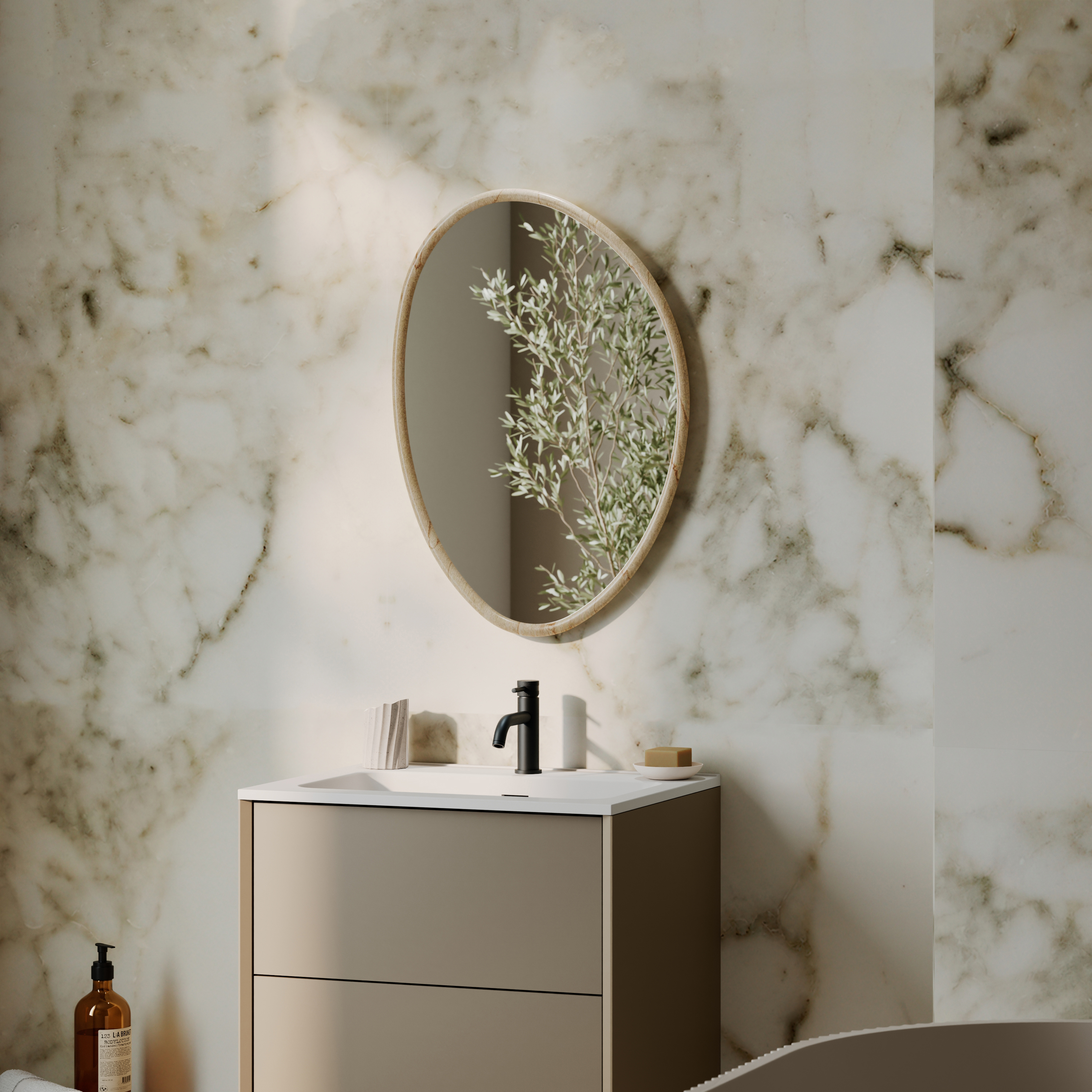 Siena Stone Effect Framed Mirror - 500 x 700mm