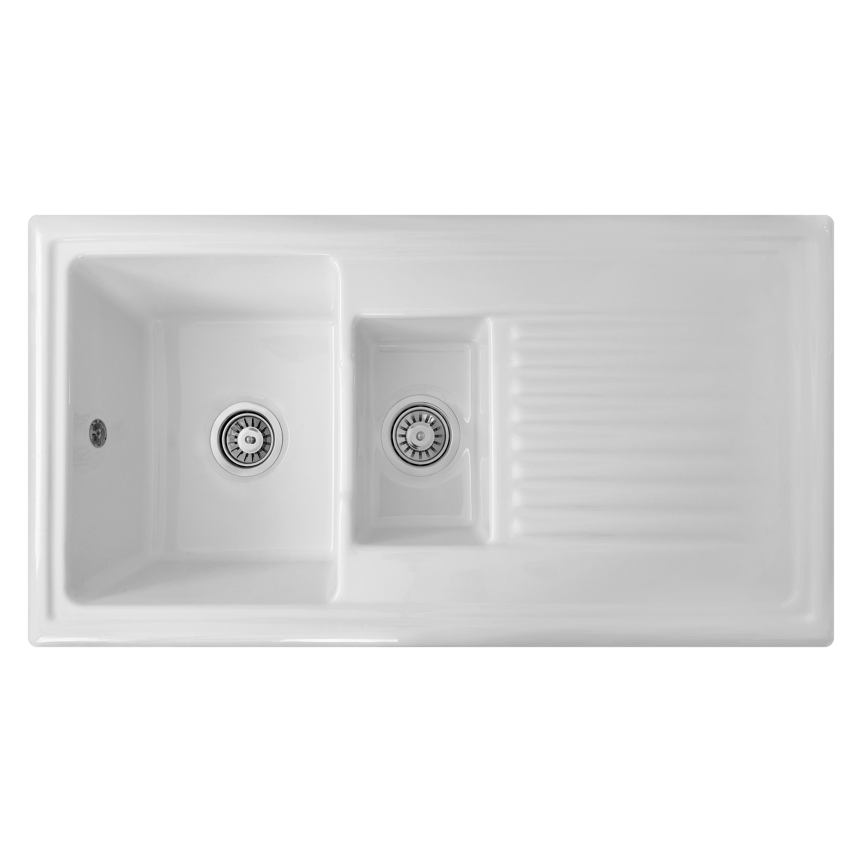 Reginox 1.5 Bowl Ceramic Kitchen Sink & Waste Kit with Reversible Drainer - 1010 x 525mm