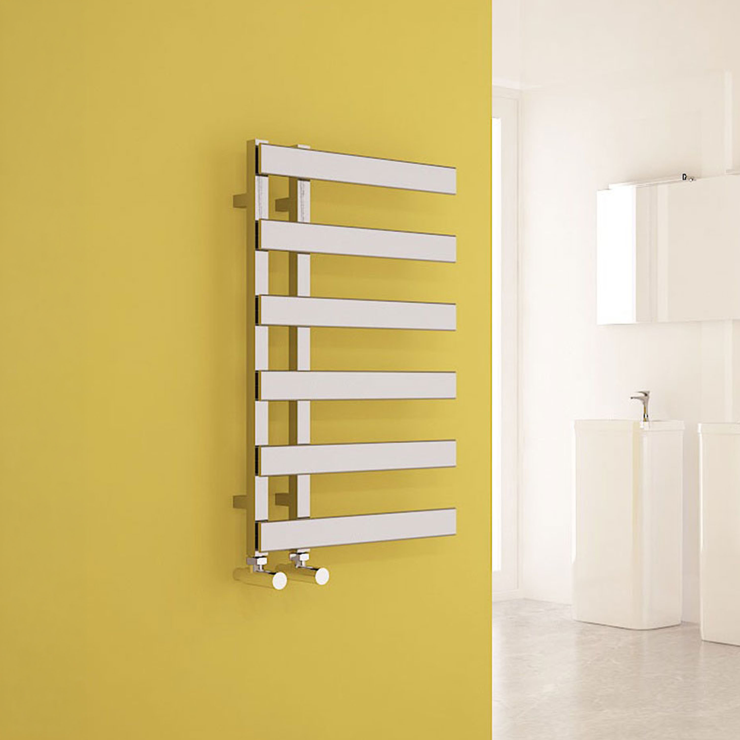 Carisa Floris Offset Ladder Steel Heated Towel Rail