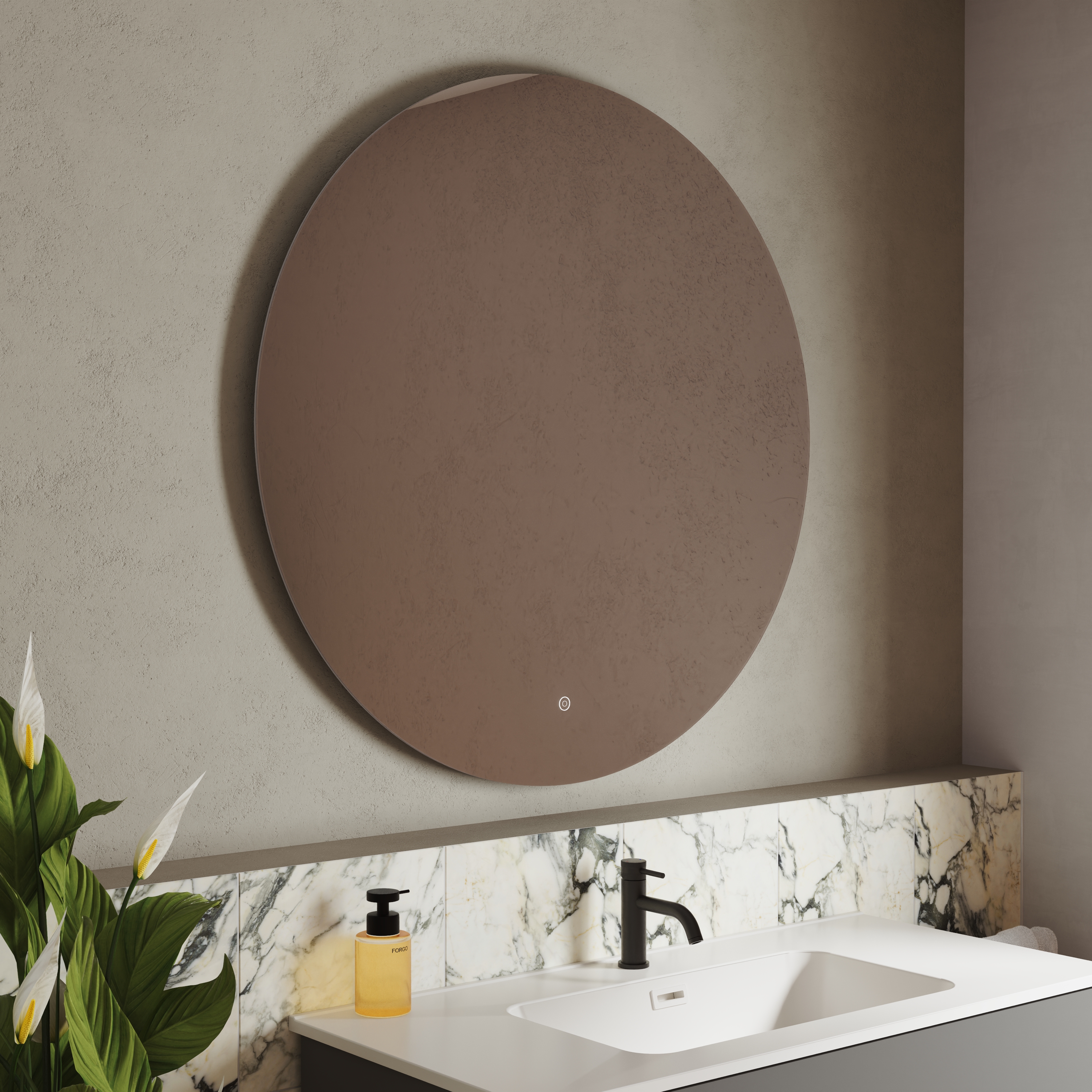 Harbour Vision LED Illuminated Round Bathroom Mirror with Demister Pad & Colour Change Lights - 1000mm