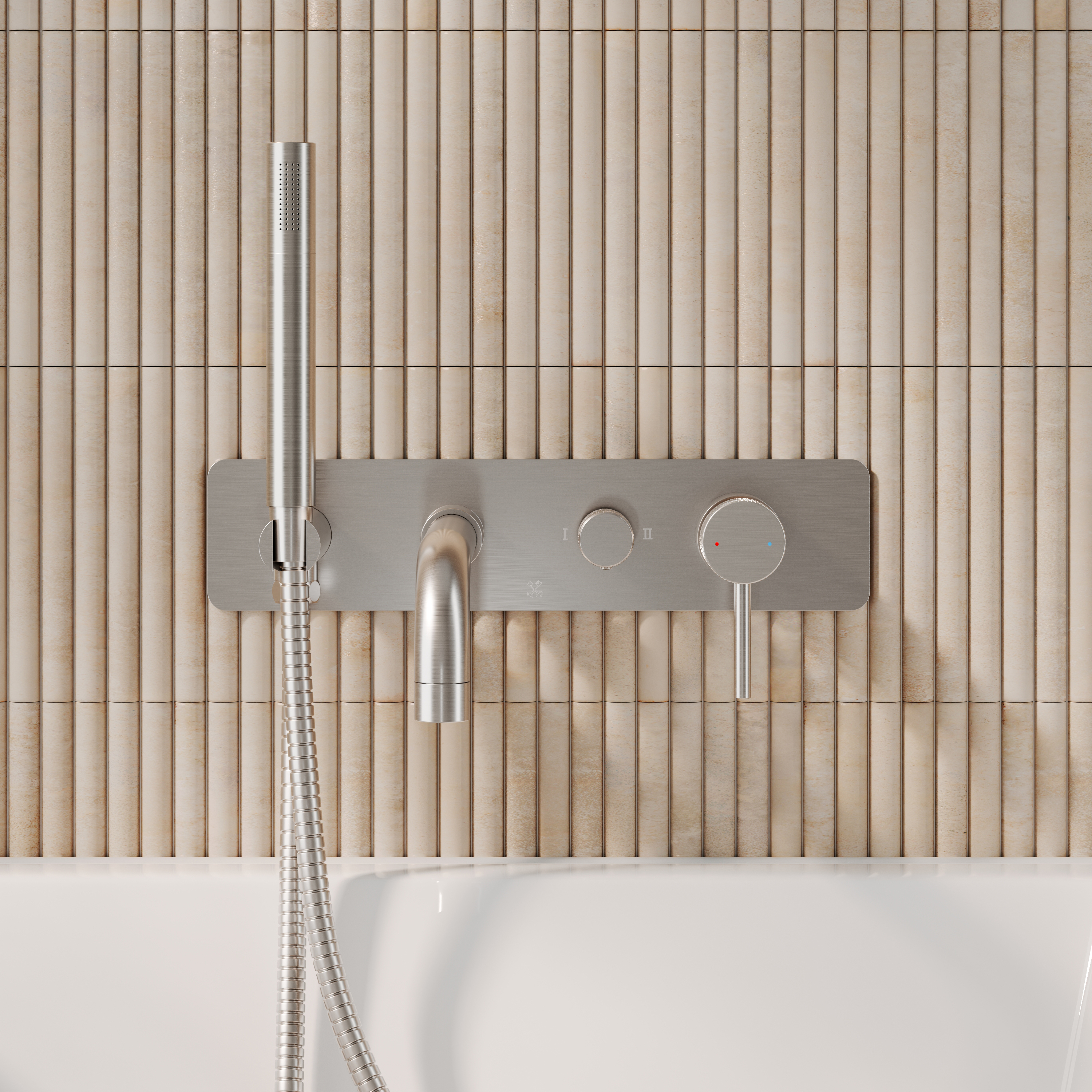 Core Wall Mounted Bath Shower Mixer, Handset & Hose