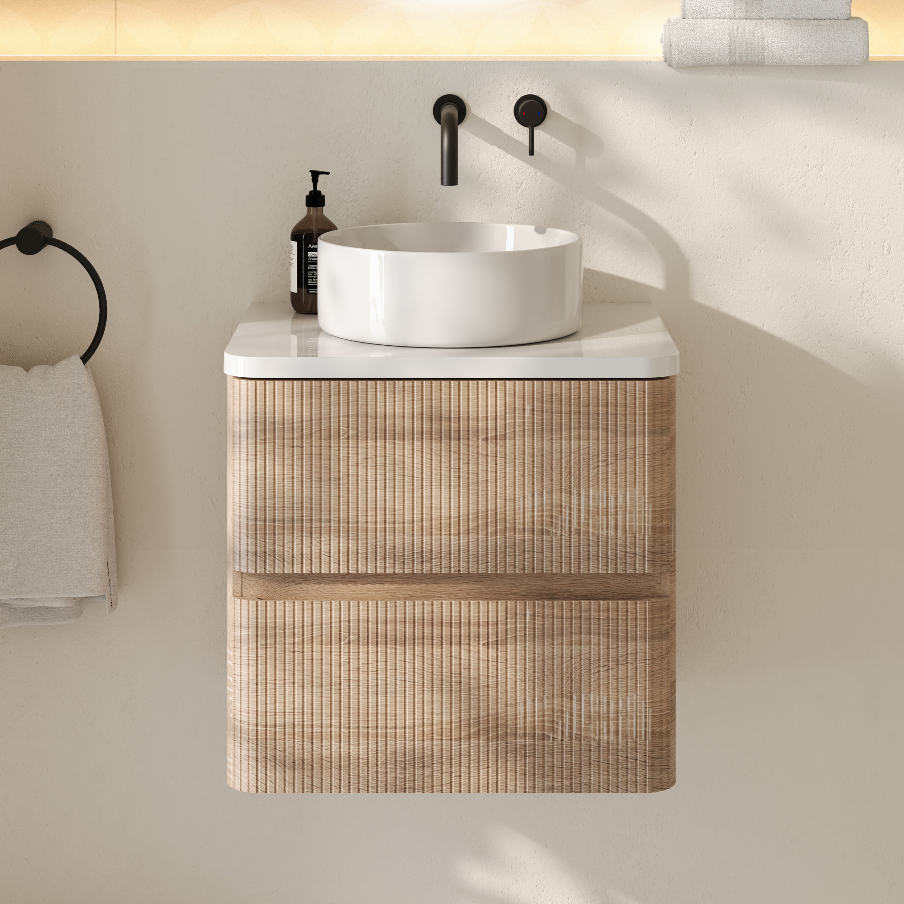 Drench Origin 500mm Fluted Wall Mounted Vanity Unit & Countertop