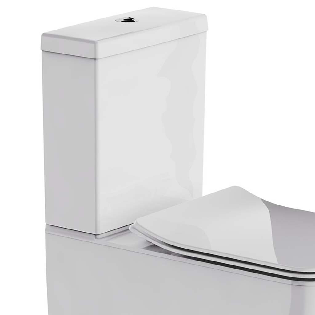 Britton Bathrooms Hoxton Square Rimless Back to Wall Close Coupled Toilet & Soft Close Seat